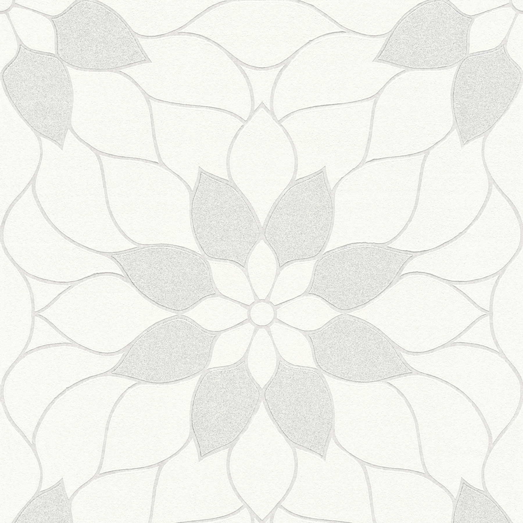         Motif floral graphique avec effet scintillant - Blanc
    
