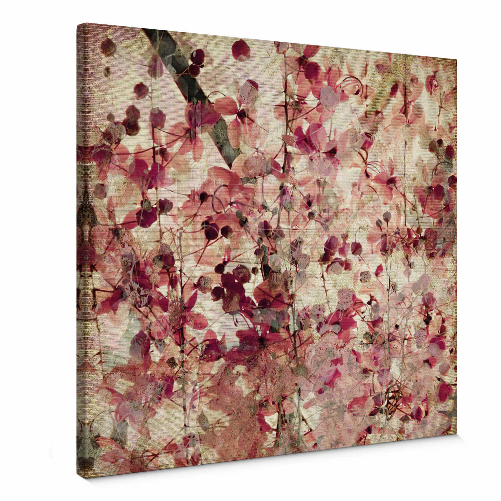 Vintage vierkant canvas schilderij met bloemenpatroon - 0,50 m x 0,50 m
