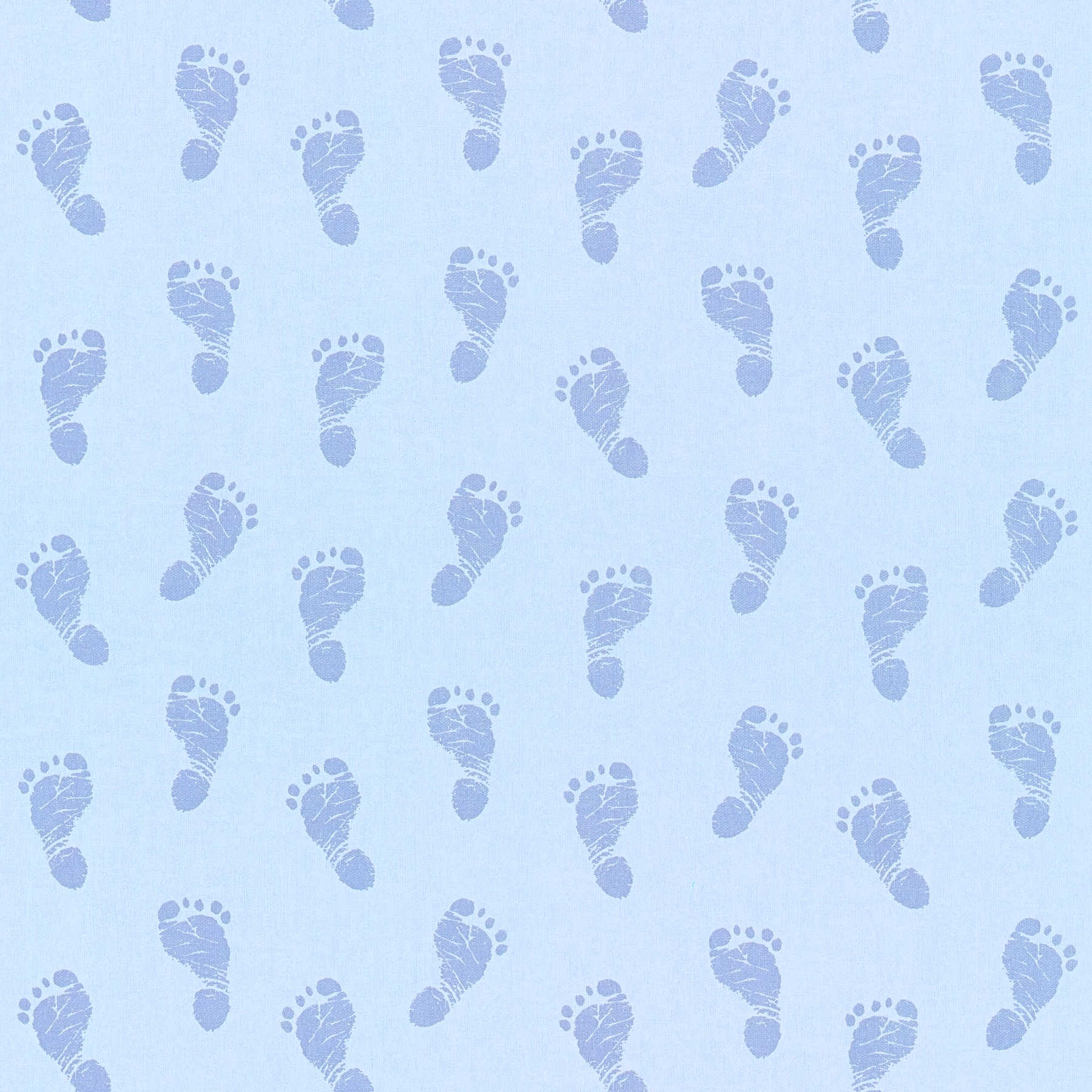 Papel pintado para la habitación del bebé pies niños - azul, metálico
