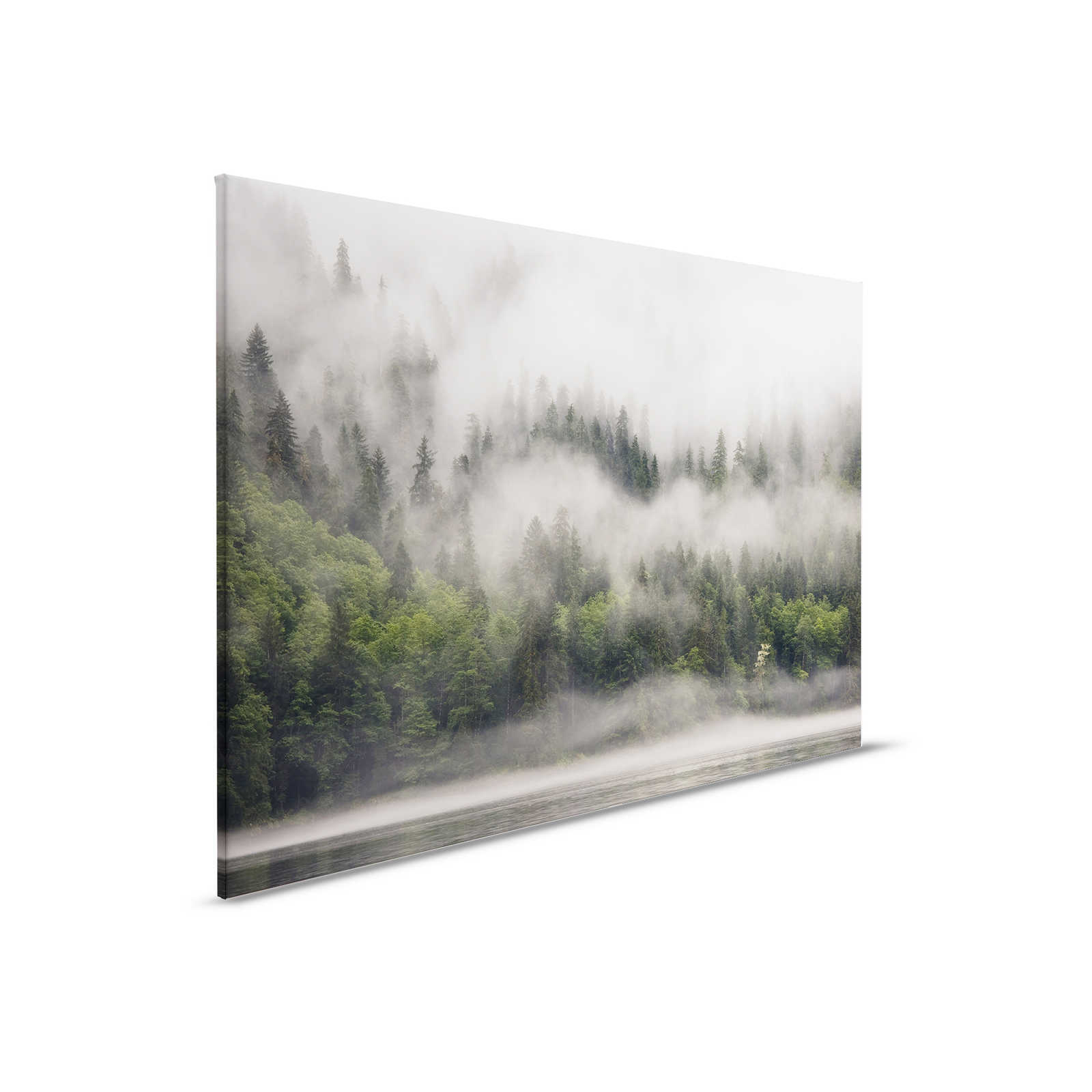         Canvas painting foggy forest at the lake - 0,90 m x 0,60 m
    