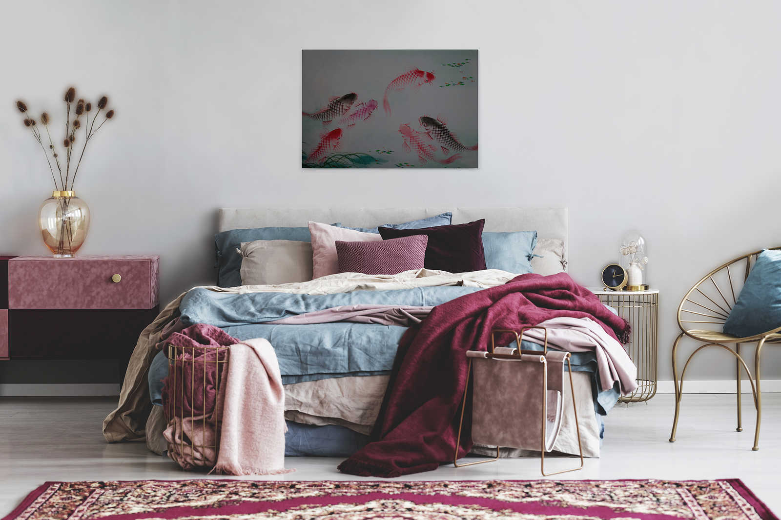             Tableau sur toile Asia Style avec étang de koi | walls by patel - 0,90 m x 0,60 m
        