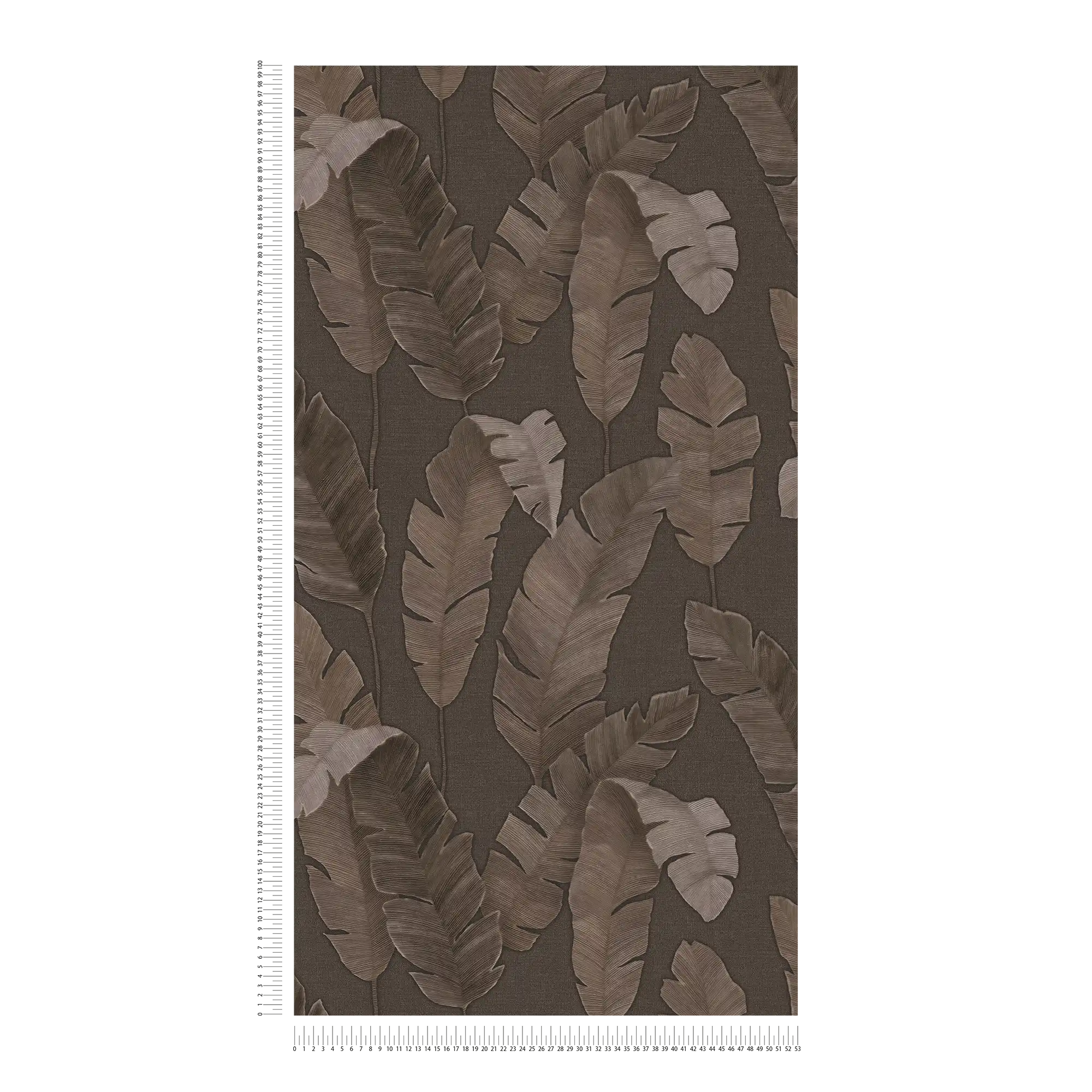             Papier peint jungle avec feuilles de palmier légèrement brillantes - marron
        