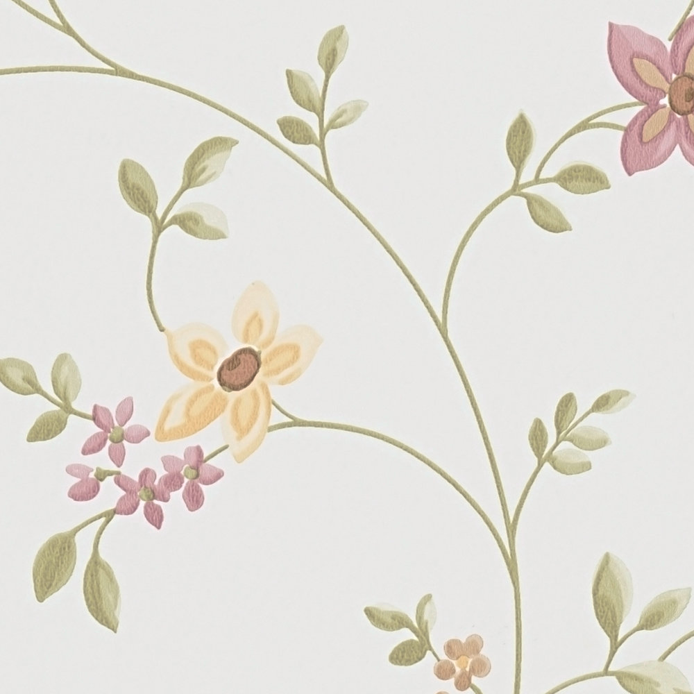             Zelfklevend behangpapier | Bloemenpatroon met subtiele ranken - crème, groen, beige
        