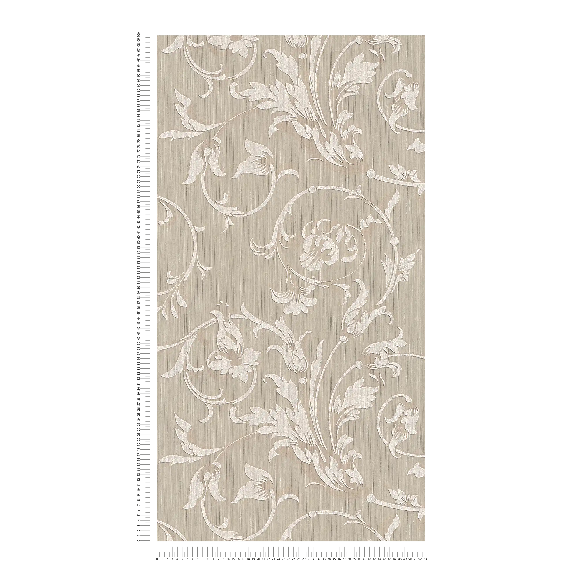             Wallpaper colonioal style with floral ornaments - beige
        