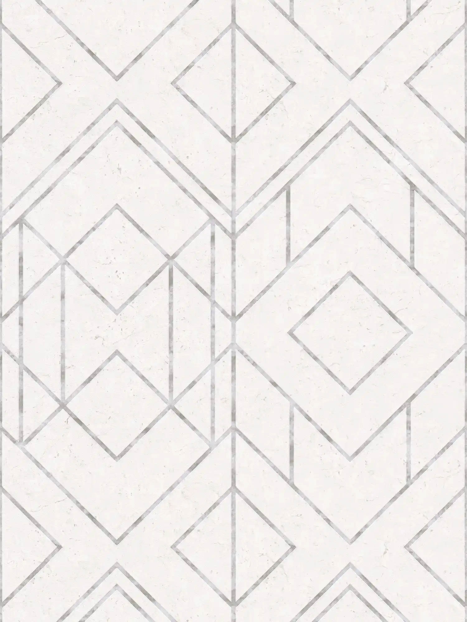 Papel pintado con patrón gráfico y acentos metálicos - gris, metálico, blanco
