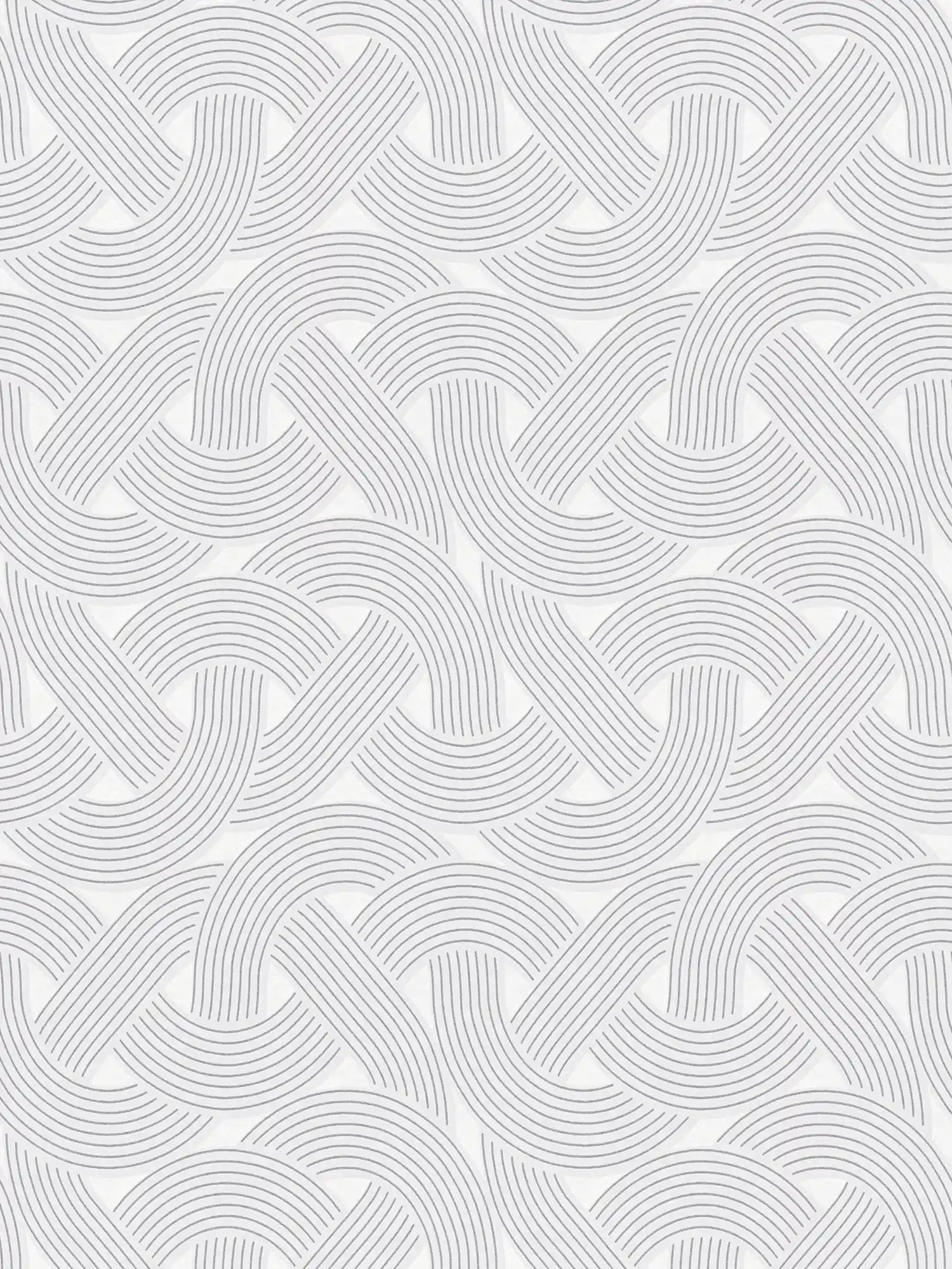 Papel pintado no tejido de líneas gráficas - gris, plata, blanco
