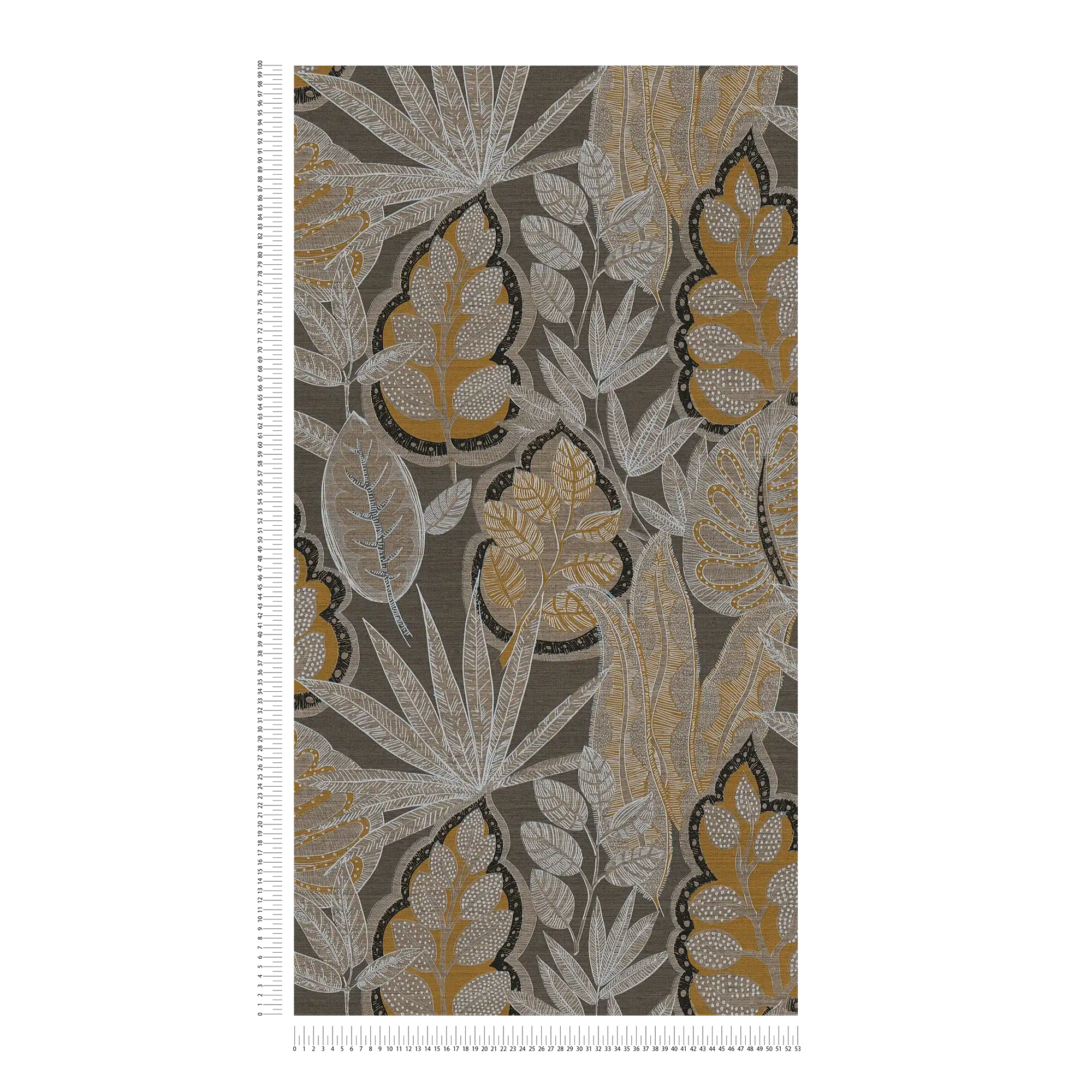            papier peint en papier floral de style graphique à texture légère, mat - marron, orange, blanc
        
