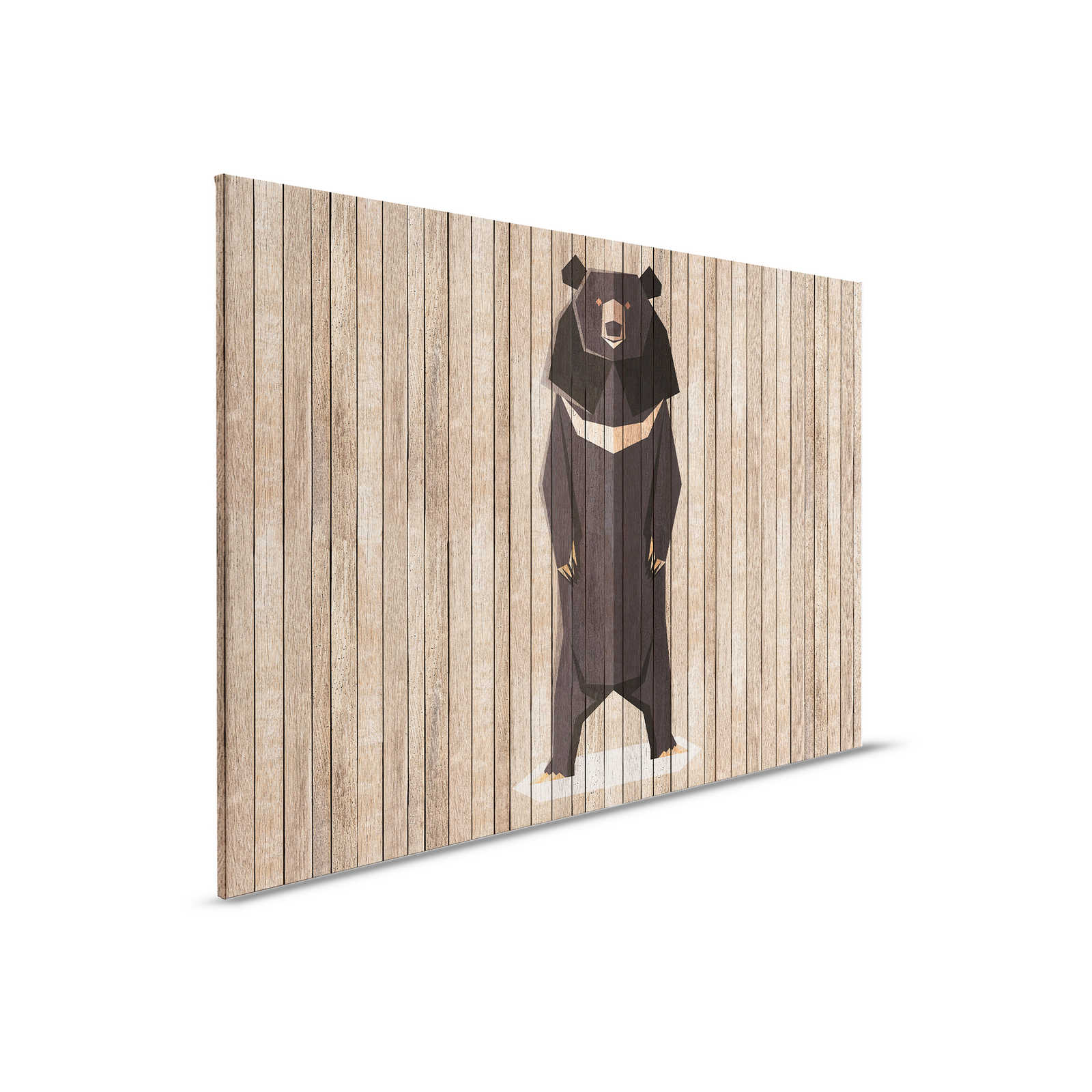Nacido para ser salvaje 1 - Pintura en lienzo Tablero de pared con osos - Paneles de madera de ancho - 0,90 m x 0,60 m
