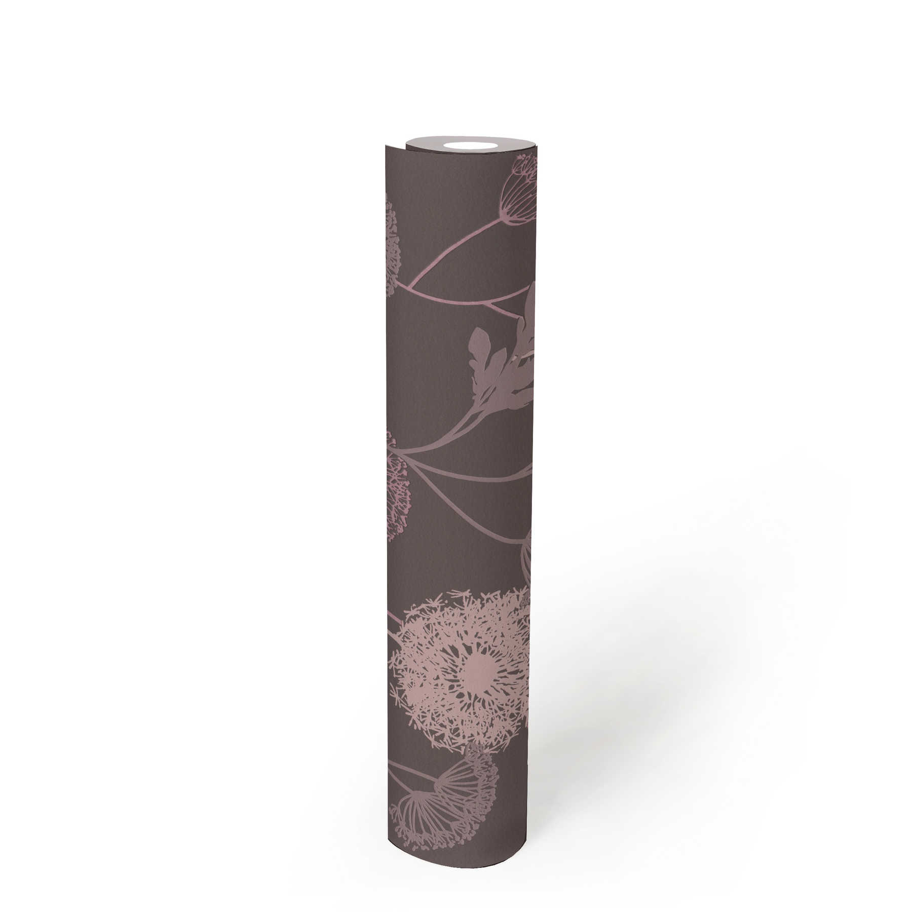             Textured wallpaper with floral pattern in warm colours - brown, pink, beige
        