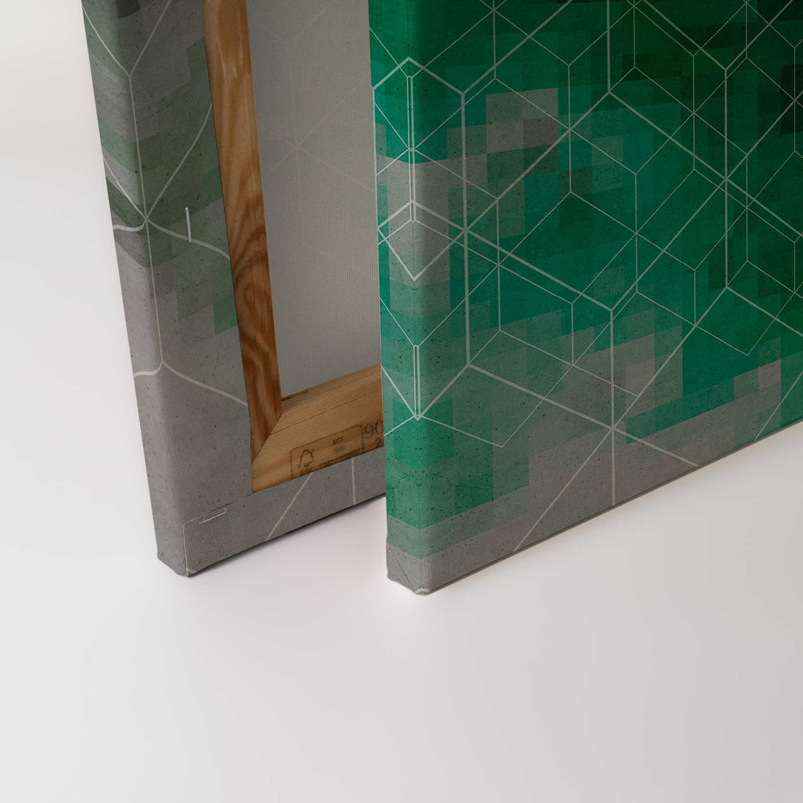             Tableau toile Nuages de couleurs & motifs de lignes | vert, gris - 0,90 m x 0,60 m
        