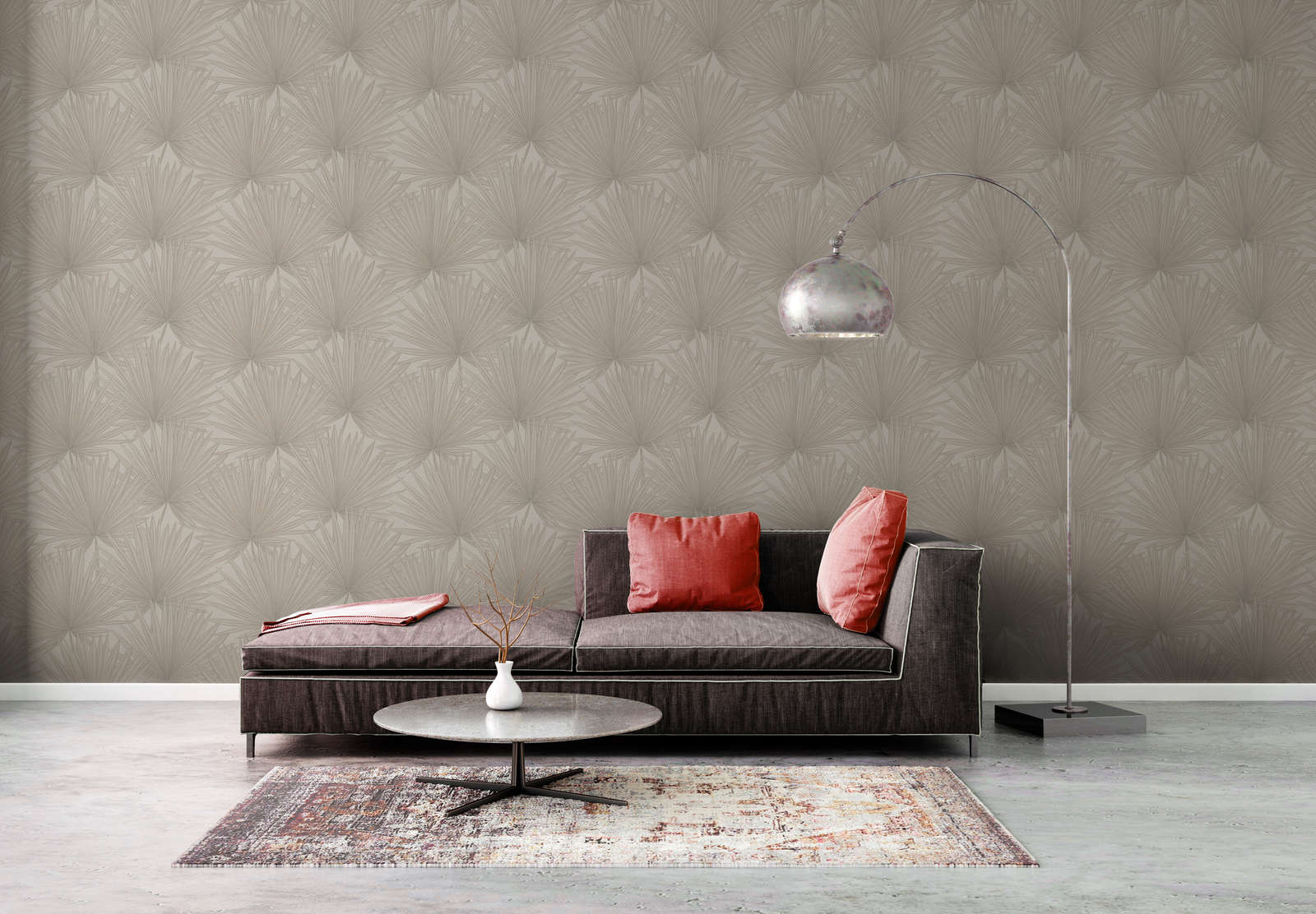             Non-woven wallpaper in jungle look on a subtle background - grey, white
        