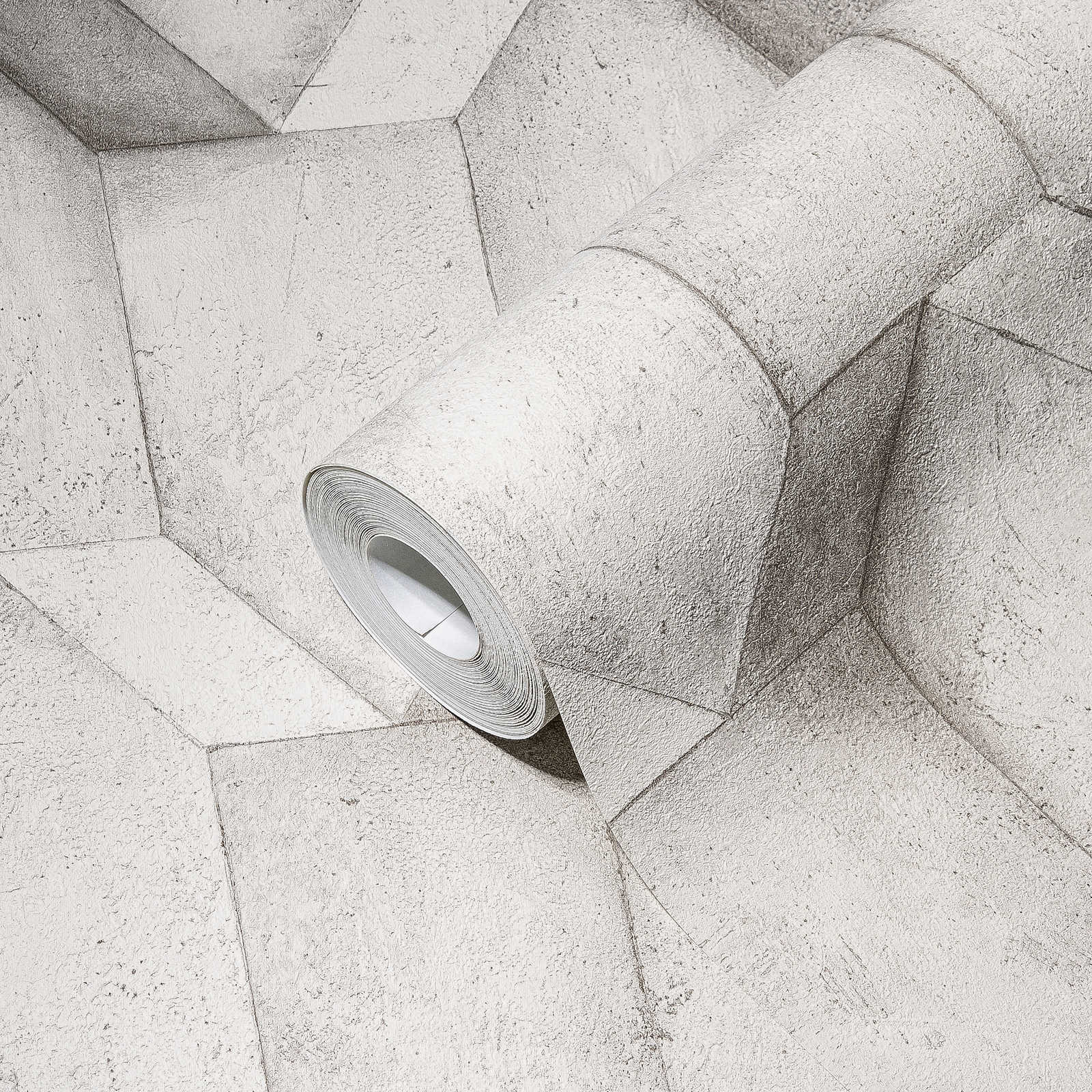             Papier peint 3D pierre calcaire avec motif structuré - blanc, gris
        
