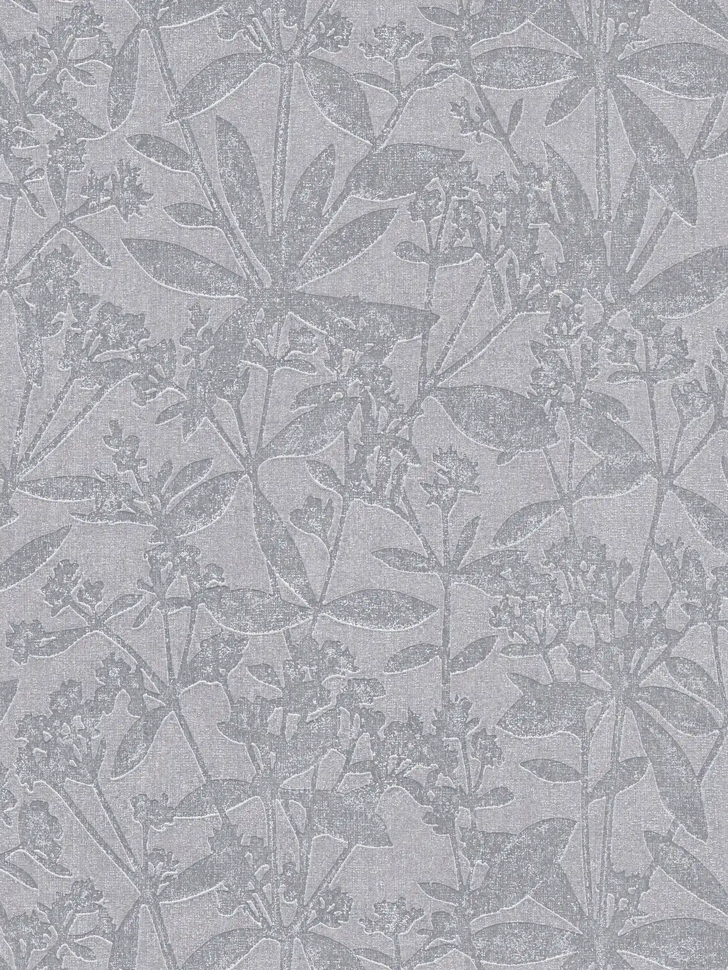 Papier peint intissé floral avec motif à fleurs - gris, bleu
