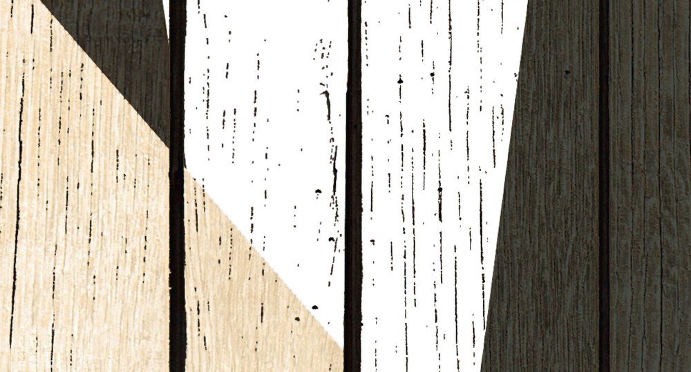             Born to Be Wild 2 - Papier peint sur panneau de bois À structure avec panda & mur de planches - Beige, Marron | Intissé lisse mat
        