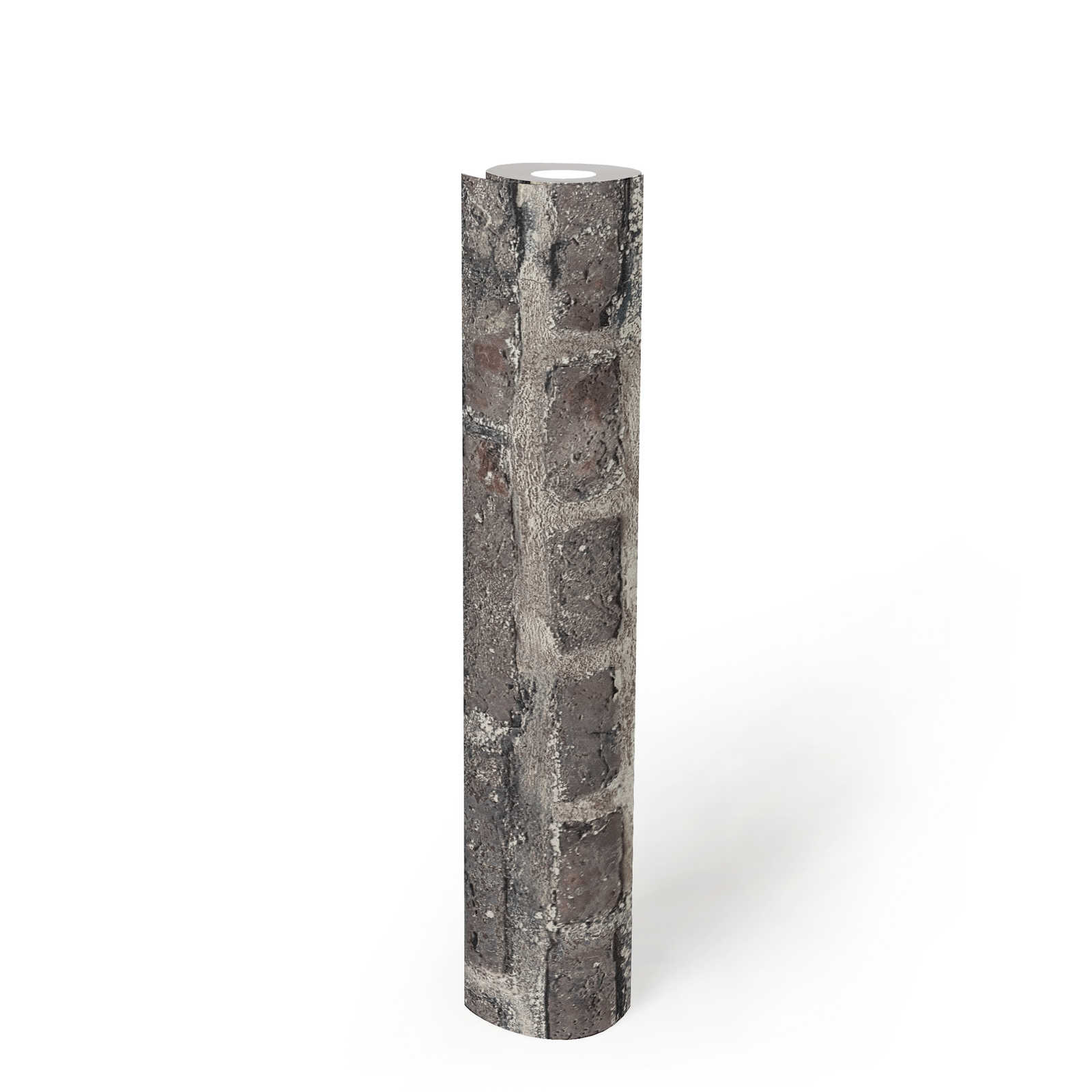             Papel pintado de aspecto de piedra con ladrillos, ladrillo - gris, negro
        