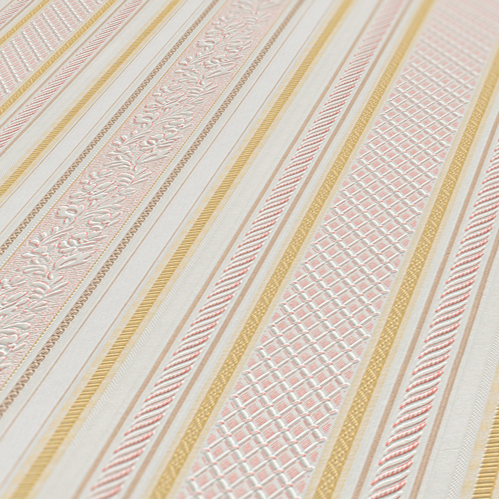             Vintage behangpapier renaissance streeppatroon - metallic
        