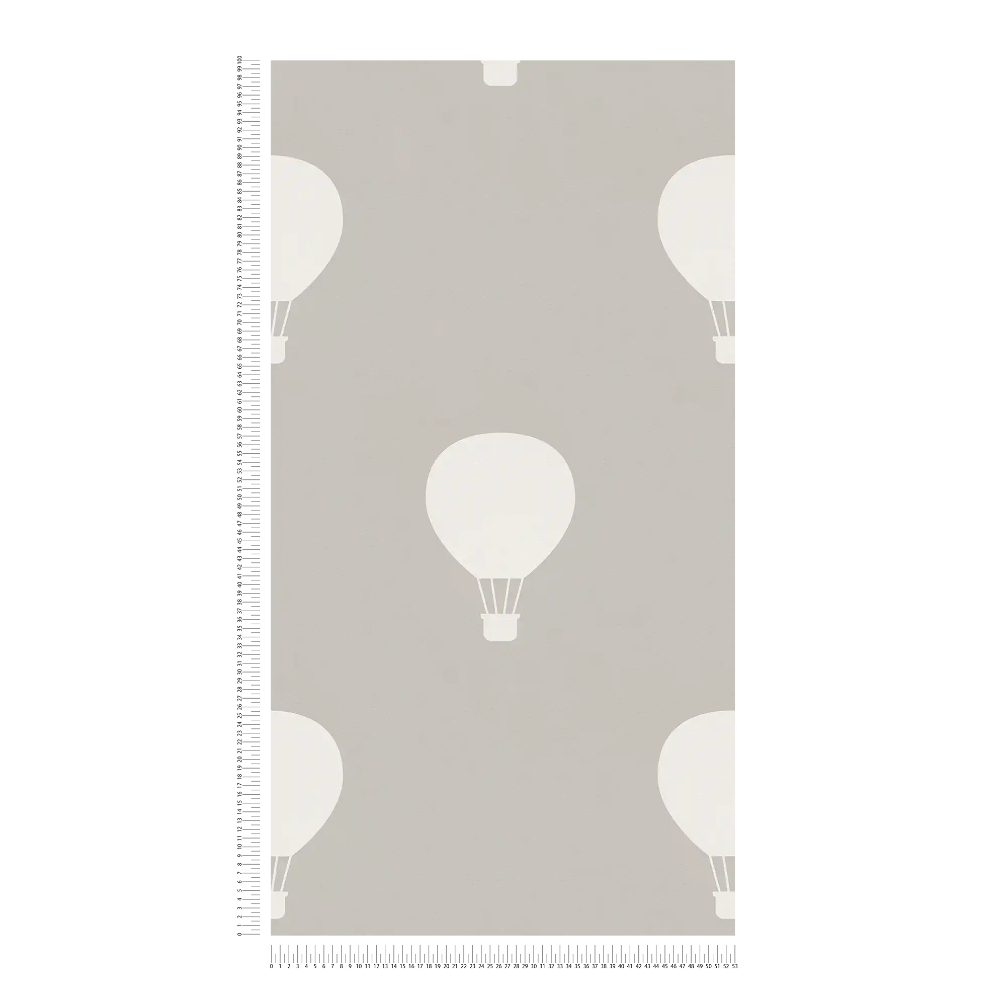             Non-woven wallpaper with hot balloons for Nursery - grey, cream
        