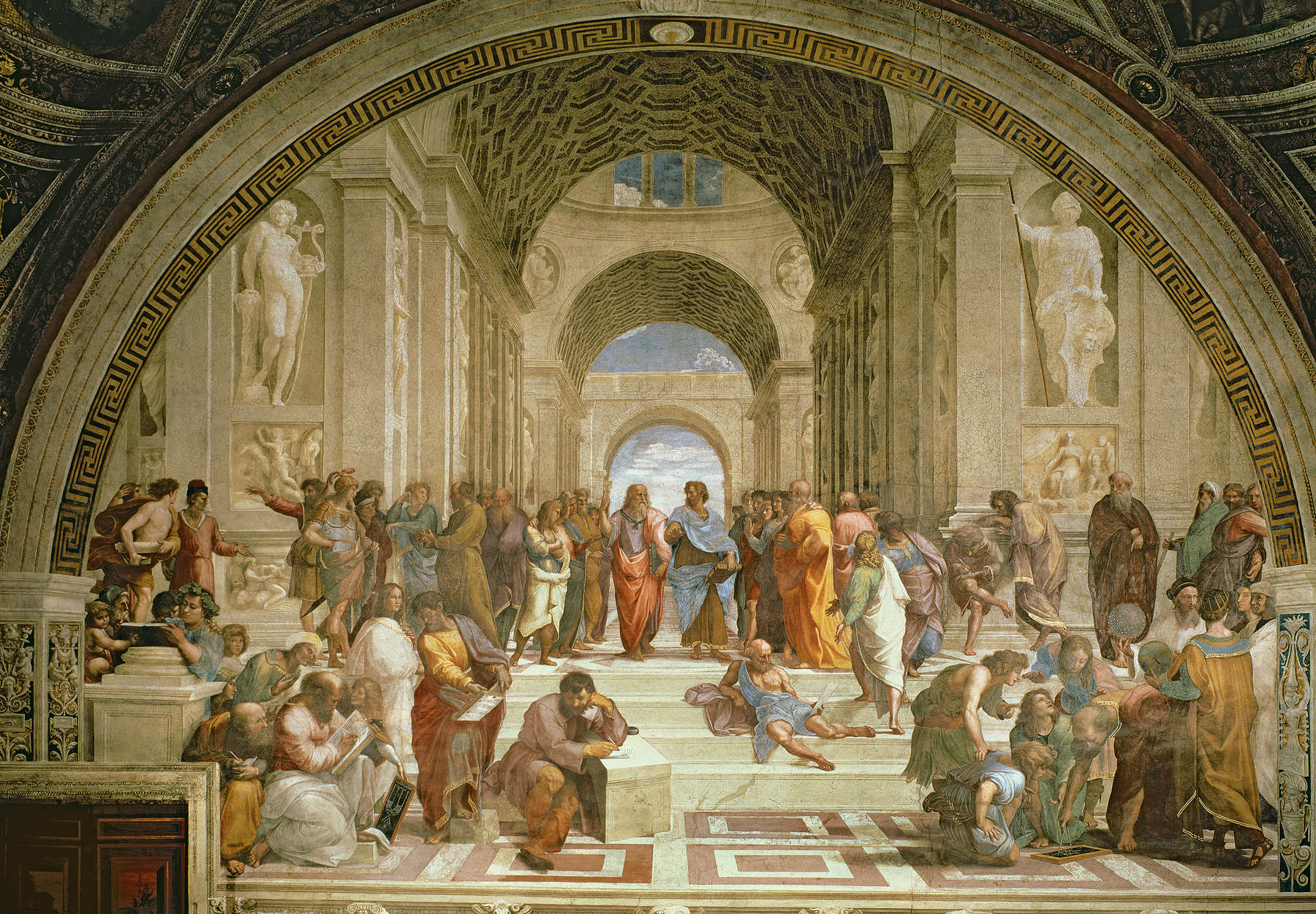             Papier peint panoramique "École d'Athènes" par Raphael
        
