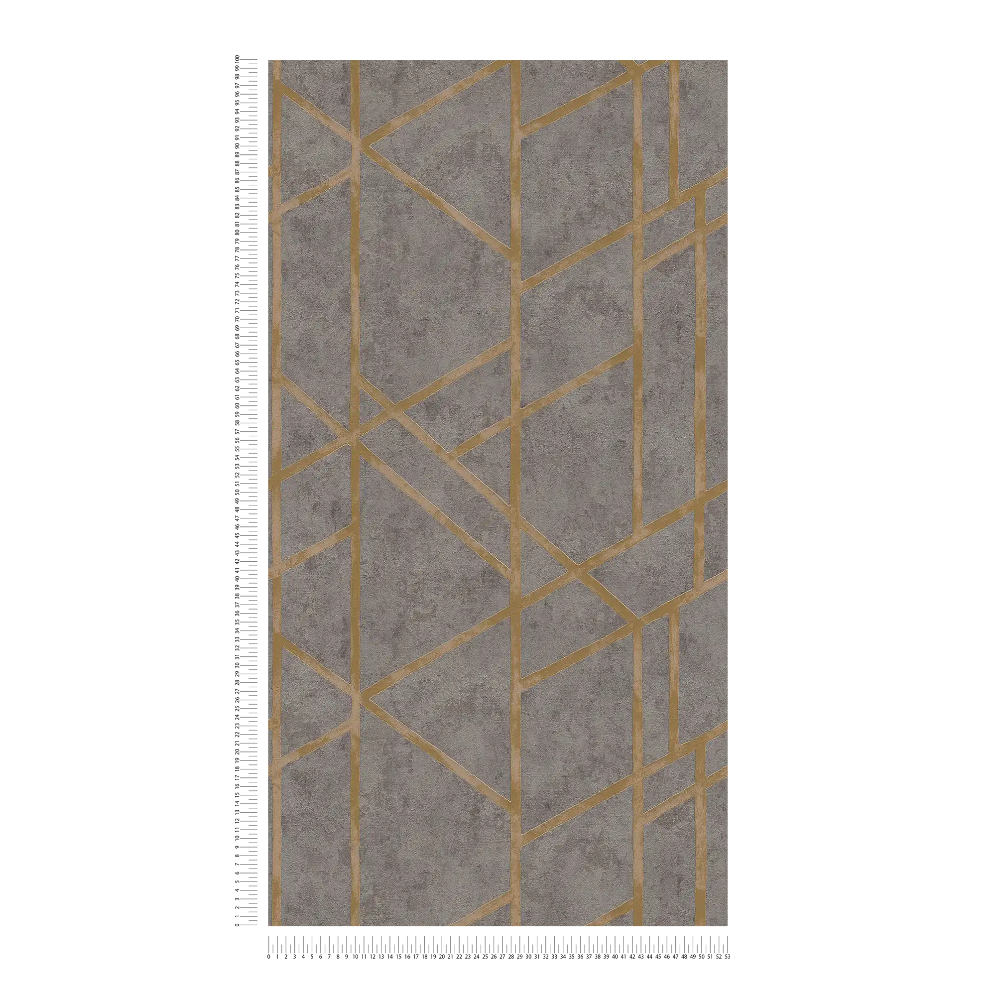             Concrete wallpaper with golden lines pattern - grey, gold
        