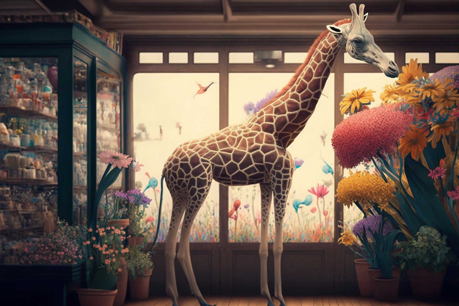             KI Canvas schilderij »bloem giraffe« - 90 cm x 60 cm
        