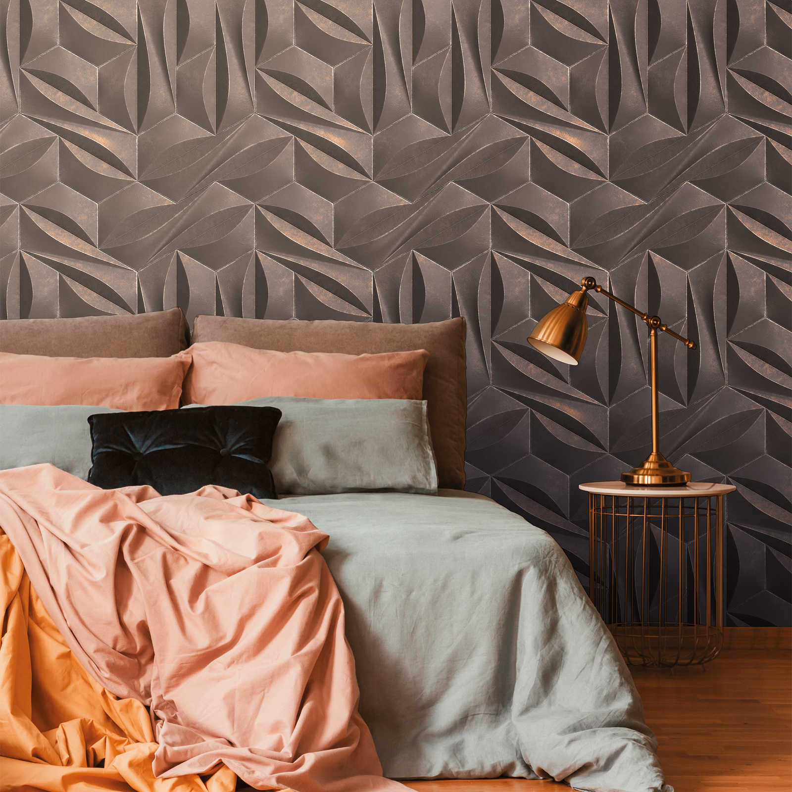         Non-woven wallpaper with metallic 3D look - grey, bronze
    