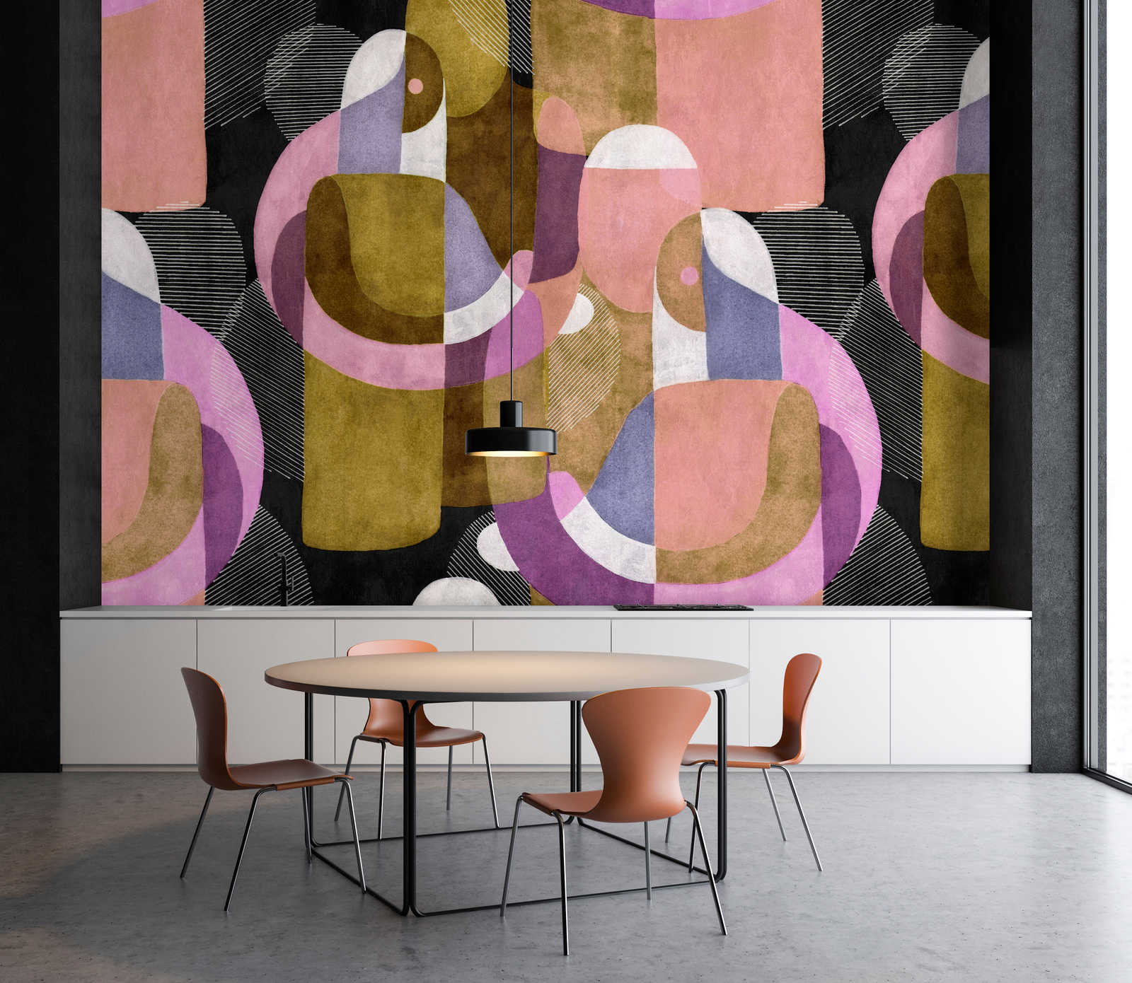             Meeting Place 3 - Papier peint Ethno Deisgn dans le style Colour Block coloré
        