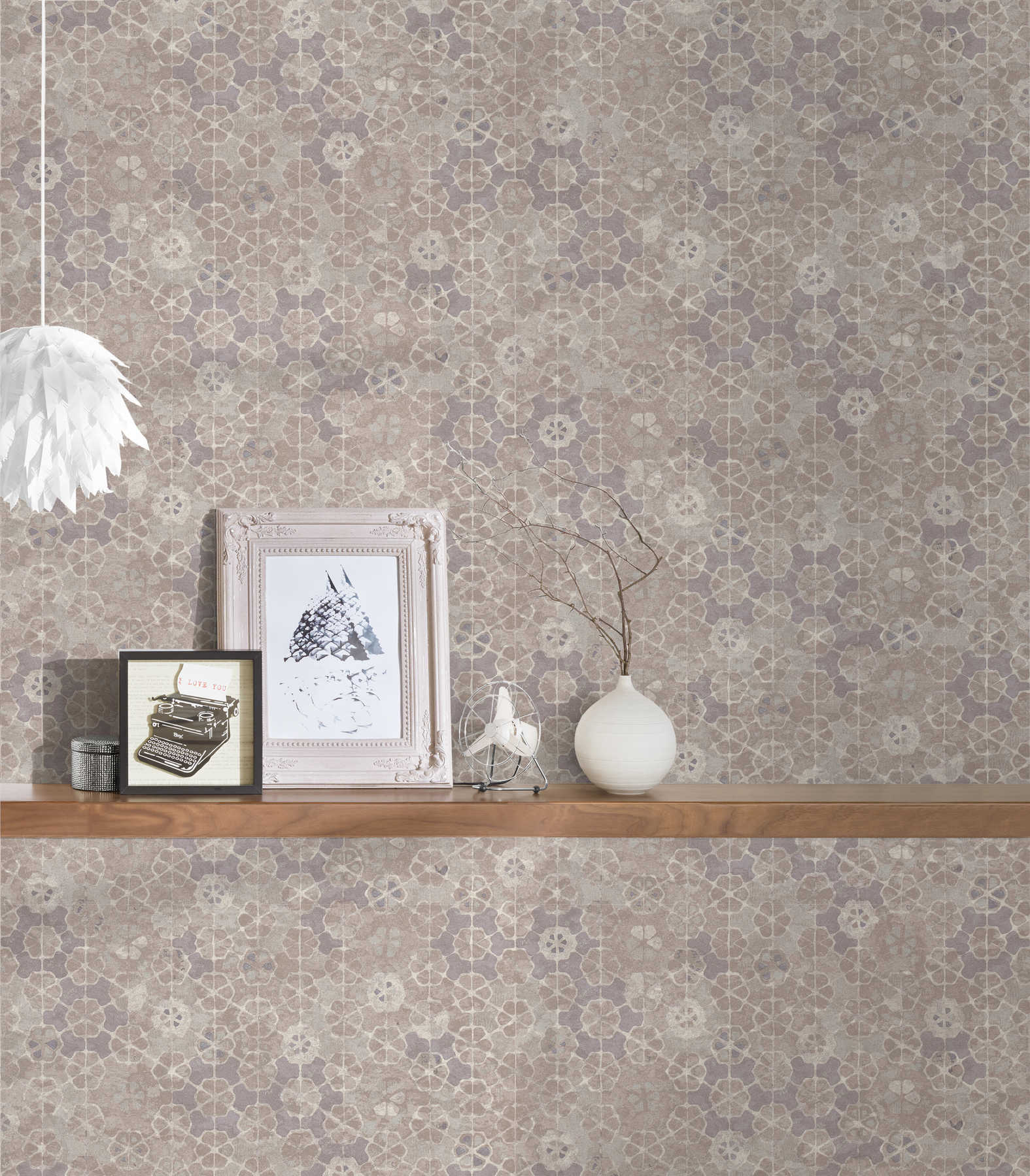             Non-woven wallpaper tile look with silver shimmer - grey, white
        