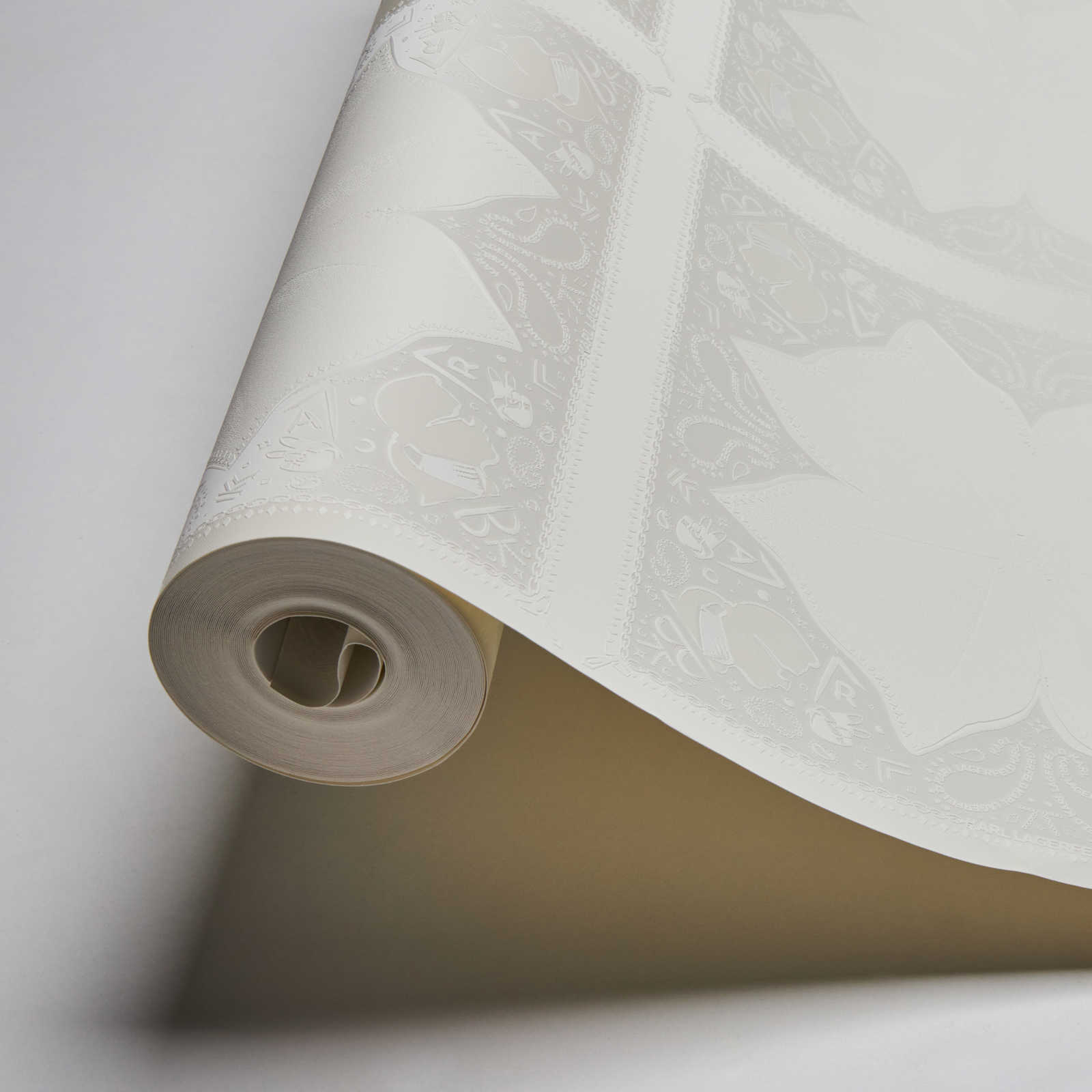             Karl LAGERFELD Papier peint Cravate & Doodle Art - Blanc
        