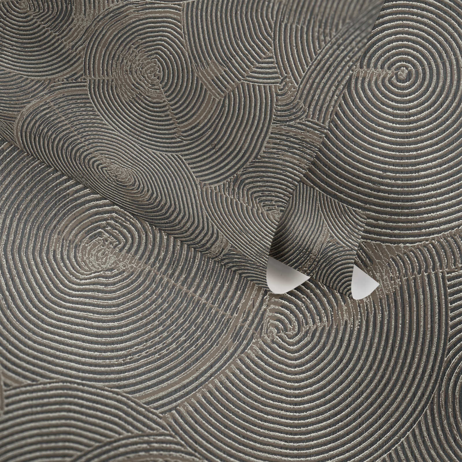             behang moderne gipslook met metallic effect - bruin, metallic, zwart
        