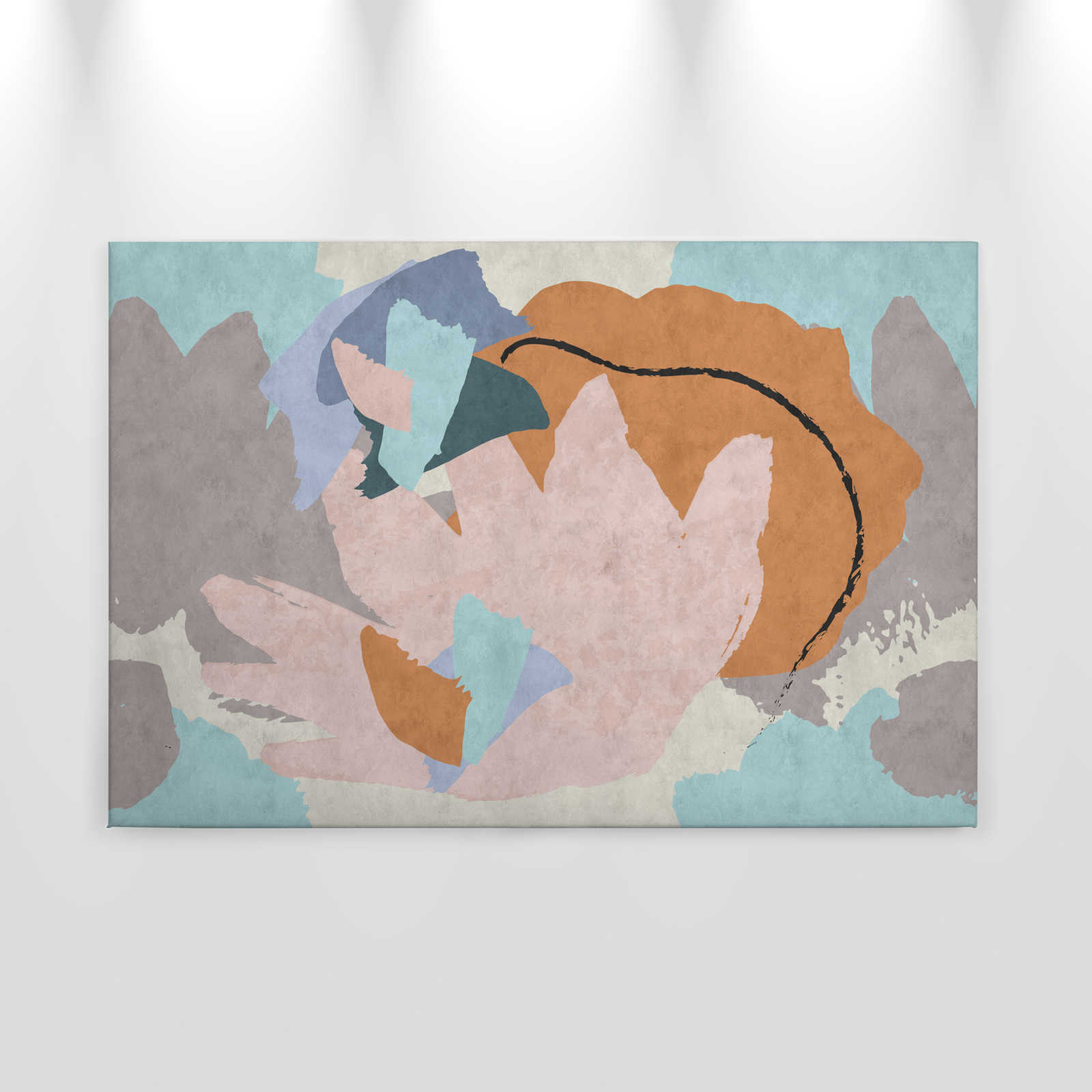             Collage Floral 2 - lienzo moderno arte abstracto en estructura de papel secante - 0,90 m x 0,60 m
        