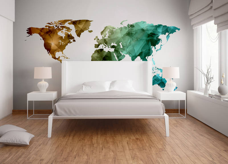             Carte du monde en éléments graphiques - Multicolore, blanc
        