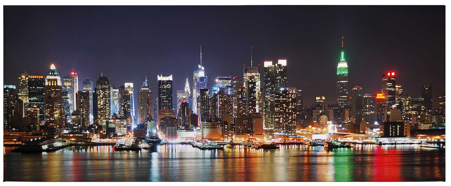             Panoramic canvas print New York skyline – colourful
        