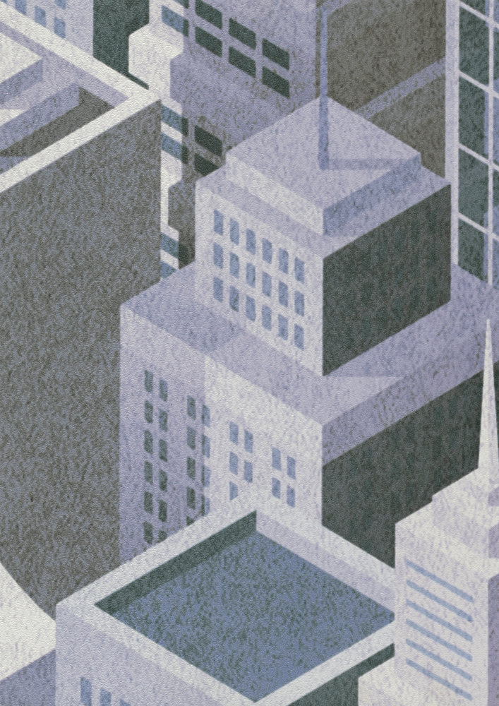             Papeles pintados novedad - motivo rascacielos 3D patrón urbano
        