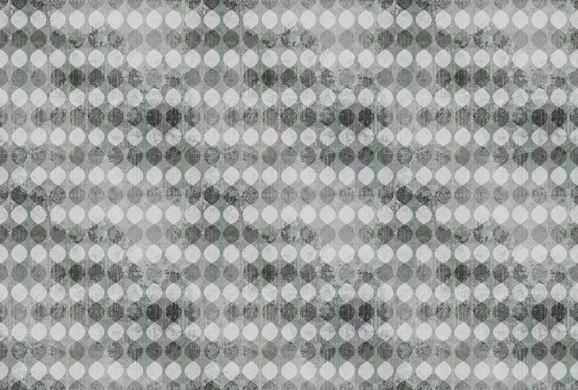             Garland 2 - Papier peint rétro des années 70, Gris - Gris, Vert | Intissé lisse mat
        