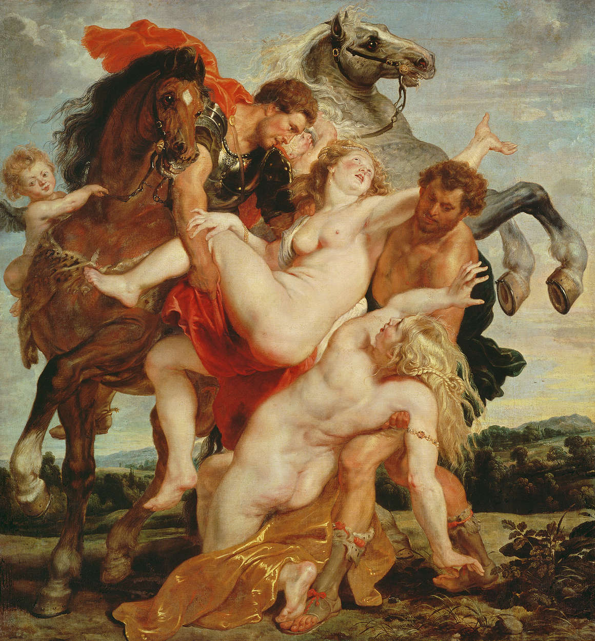             Ratto delle figlie di Leucippo", murale di Peter Paul Rubens
        