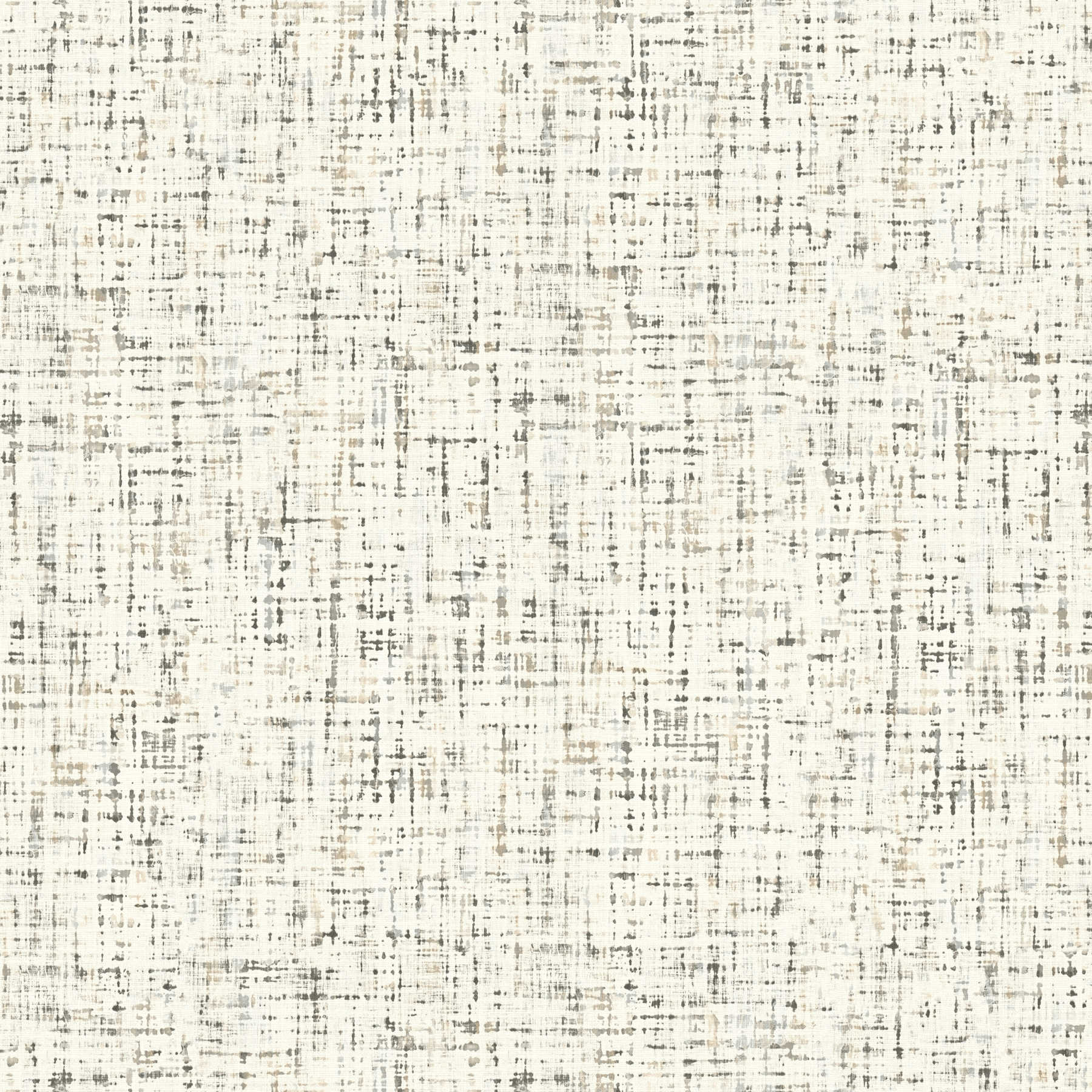 Pattern wallpaper tweed look mottled, textile look - white, black, brown
