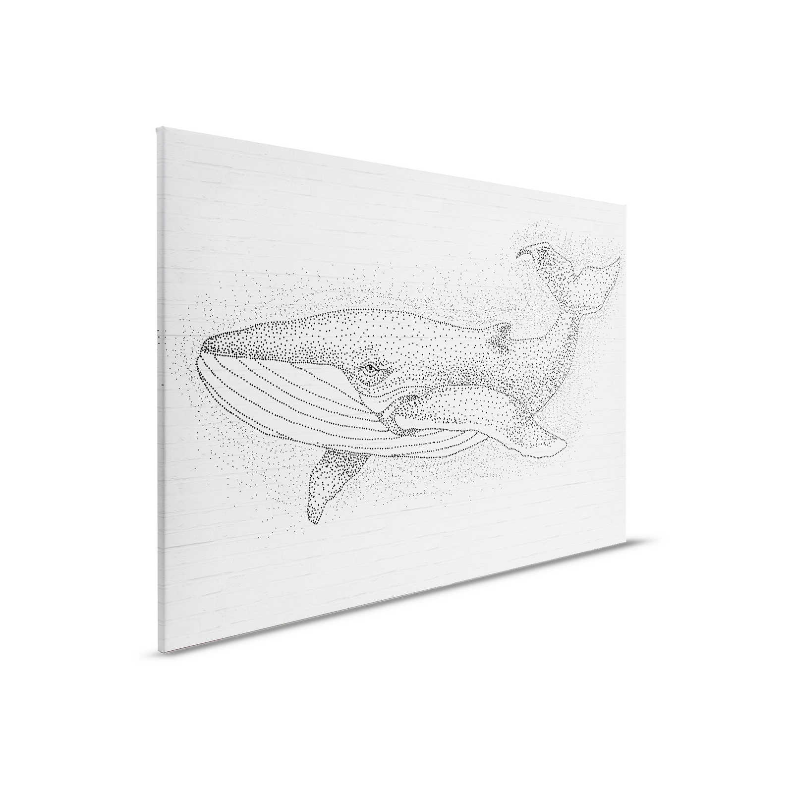 Pittura su tela di design Muro di mattoni e motivo balena - 0,90 m x 0,60 m
