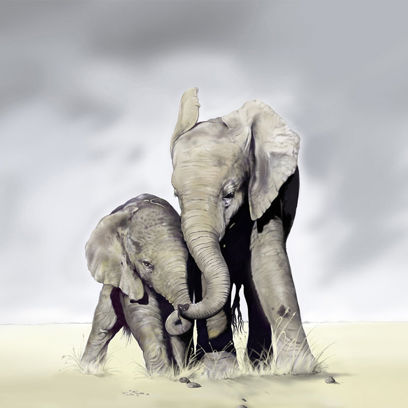 Animal Wallpaper Free Elephants - Matt Smooth Non-woven
