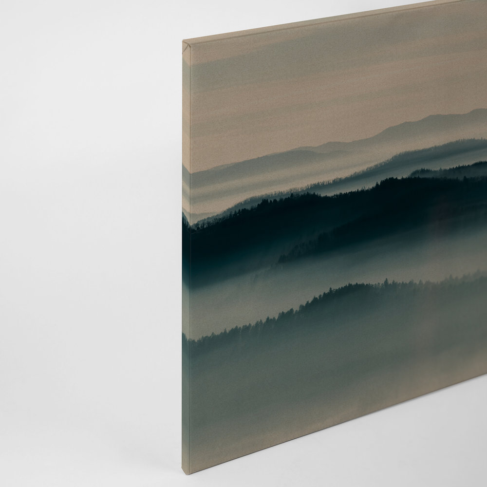             Horizon 1 - Canvas painting with fog landscape, nature Sky Line in cardboard structure - 0.90 m x 0.60 m
        