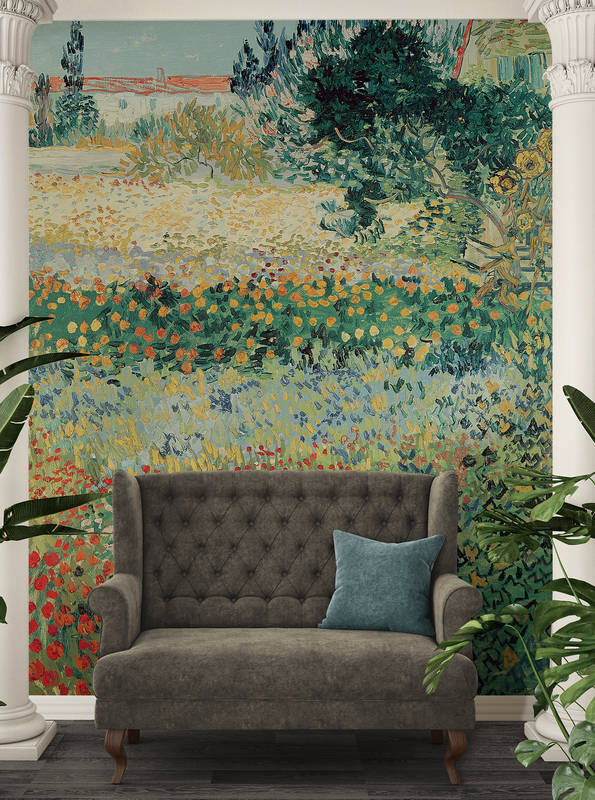             Mural "Jardín florido con camino" de Vincent van Gogh
        