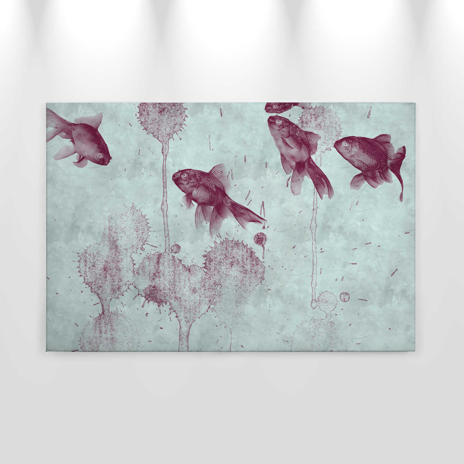             Quadro su tela di modernariato Disegno di pesce in stile acquerello - 0,90 m x 0,60 m
        