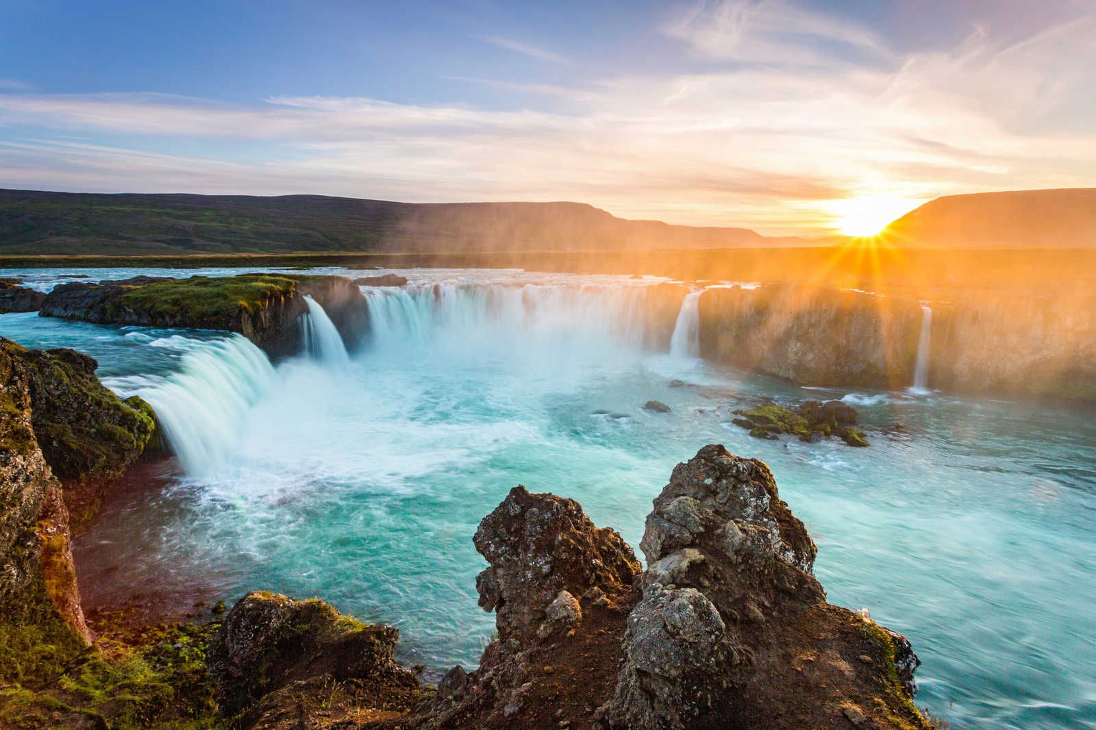             Godafoss Iceland - Canvas painting with waterfall panorama - 0.90 m x 0.60 m
        