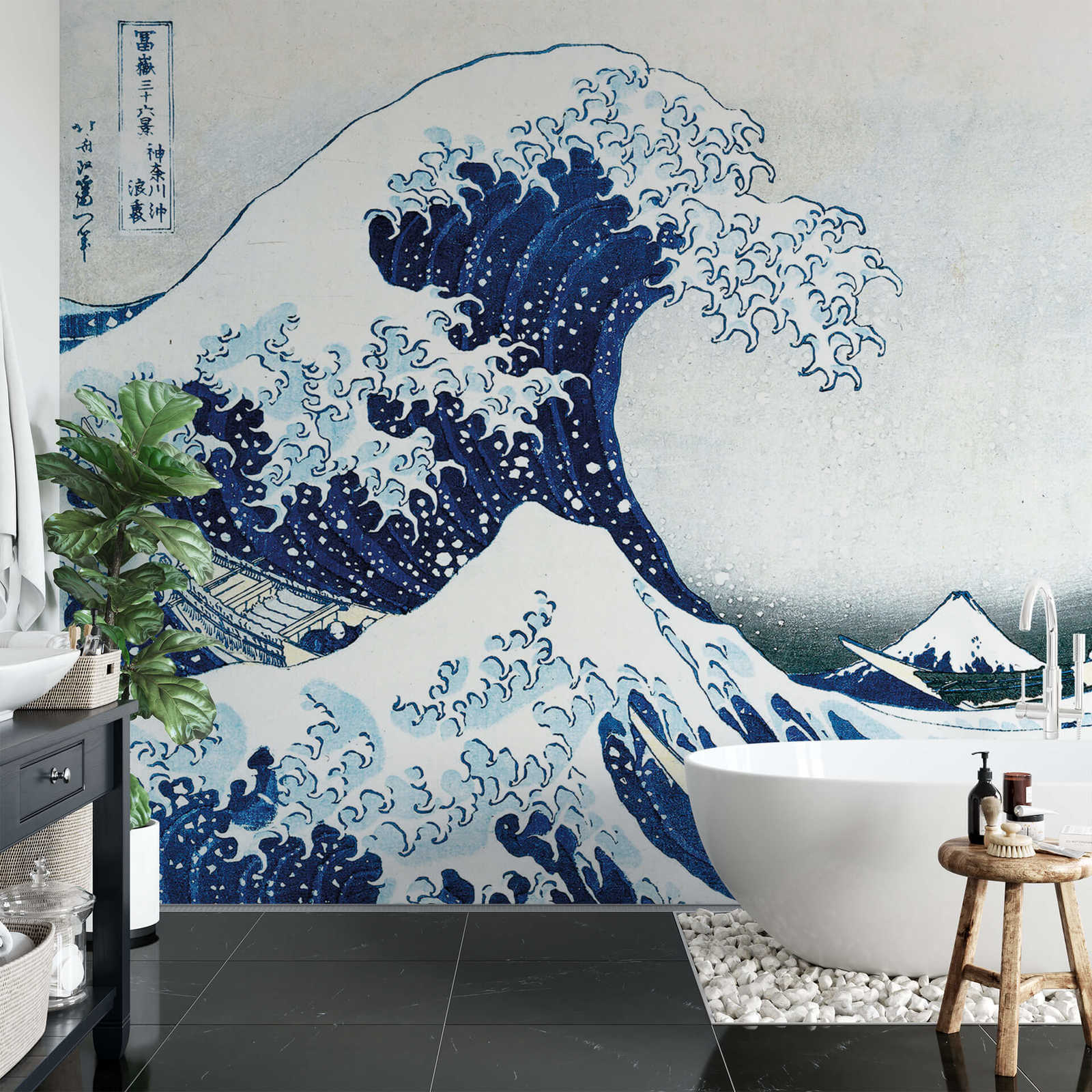             Mural de pared con olas dibujadas - Azul
        