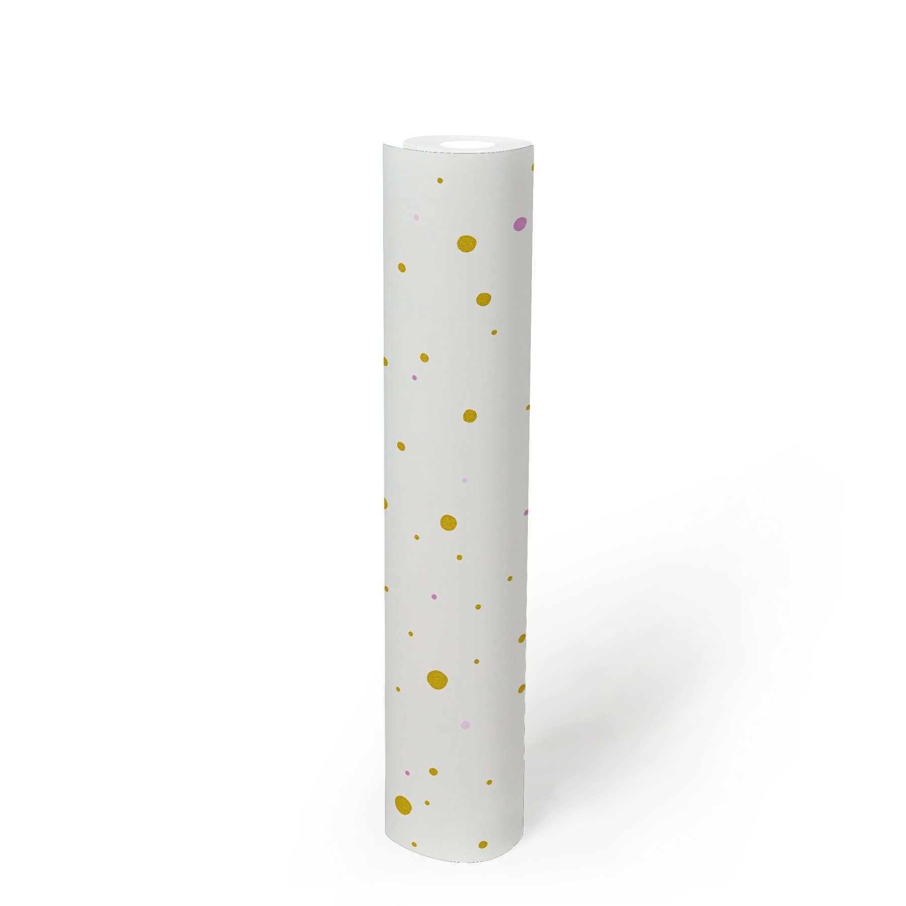             Wallpaper dots & metallic effect for Nursery - white
        