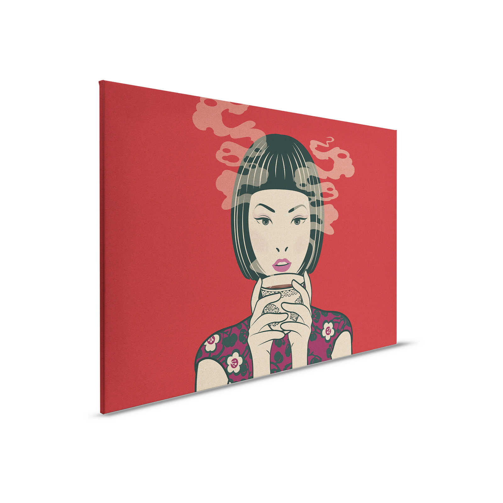 Akari 1 - Time for tea, manga style on canvas print - cardboard structure - 0.90 m x 0.60 m

