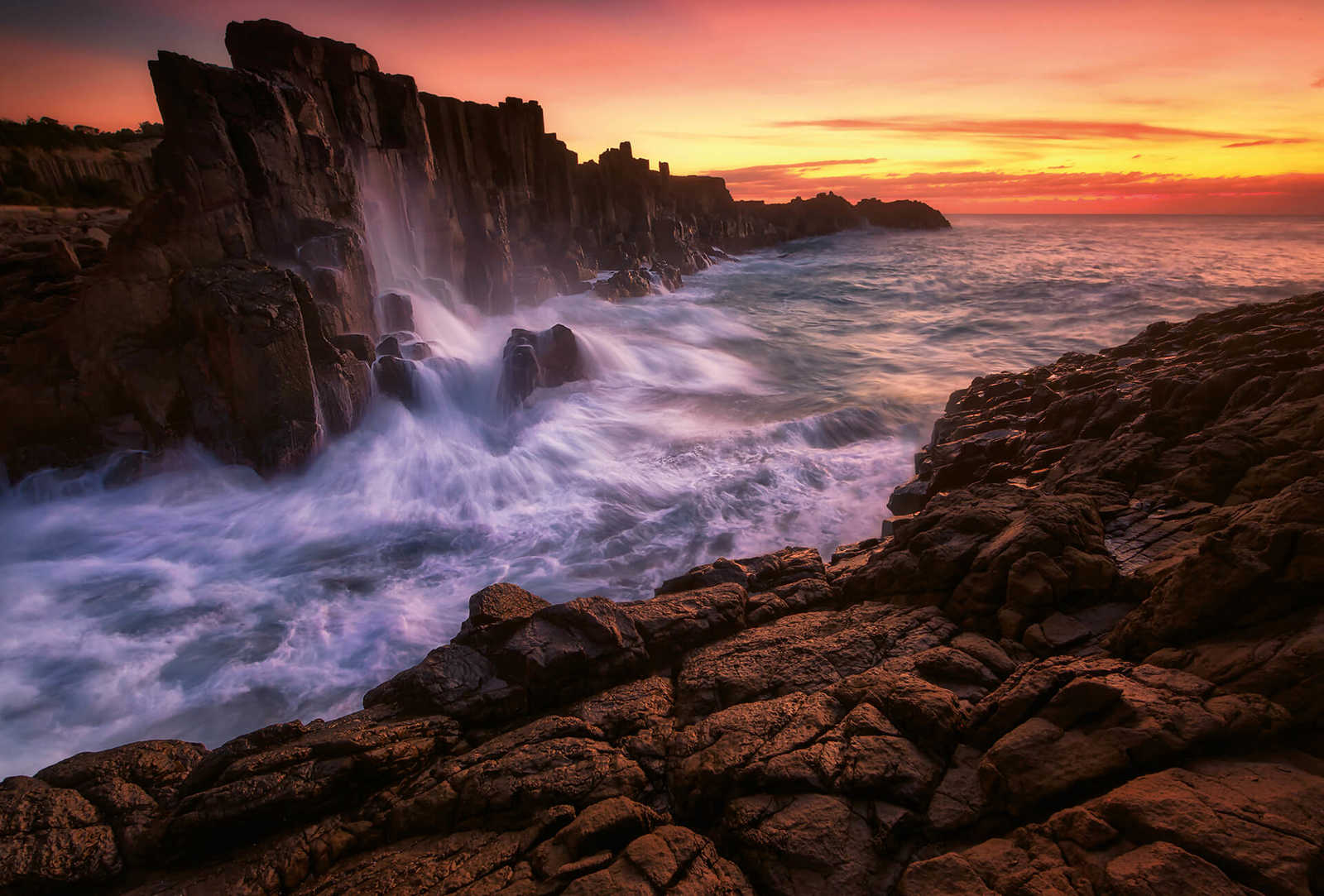 Fotomurali Sunrise Cliffs - Marrone, Blu
