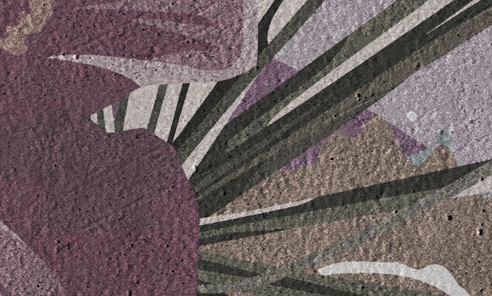             Papier peint jungle palmiers et fleurs - violet, vert
        