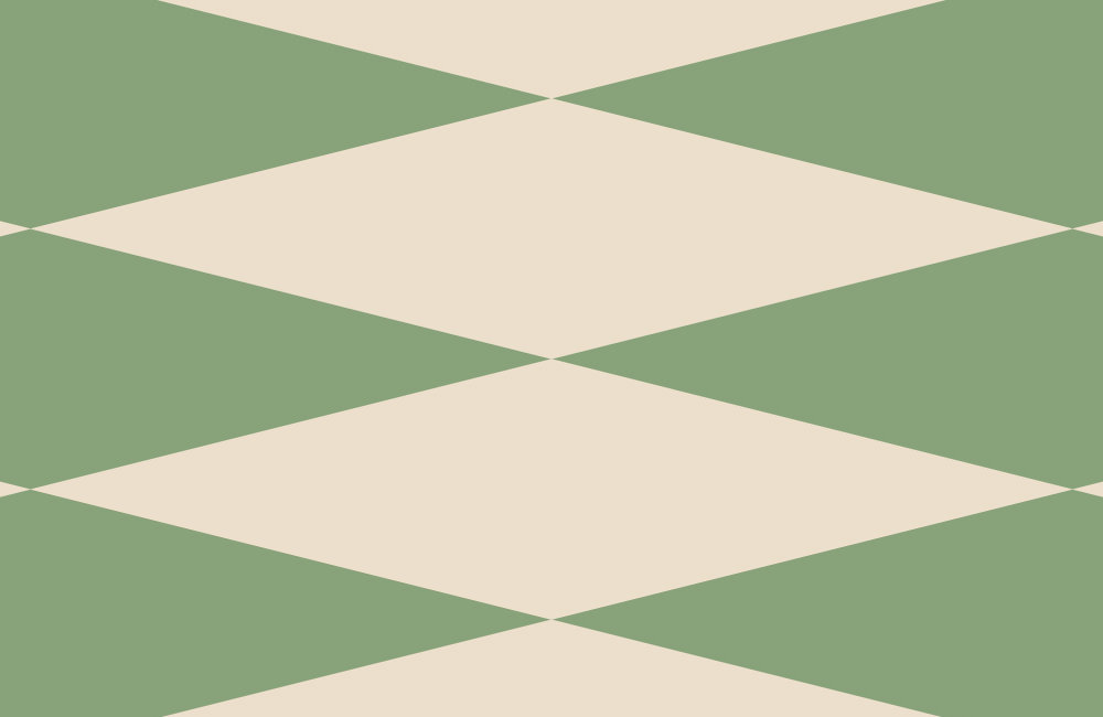             70s look diamant patroon behang - Groen, Beige | Mat glad vlies
        