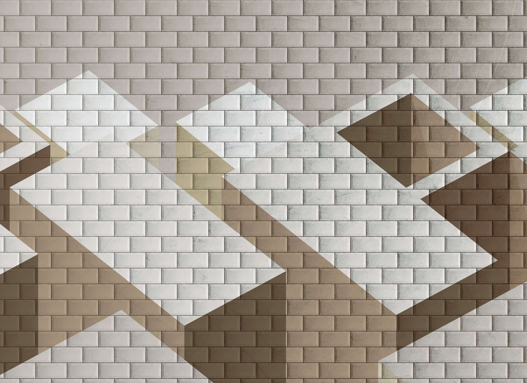             Papier peint panoramique mur de briques peint en bloc - beige
        