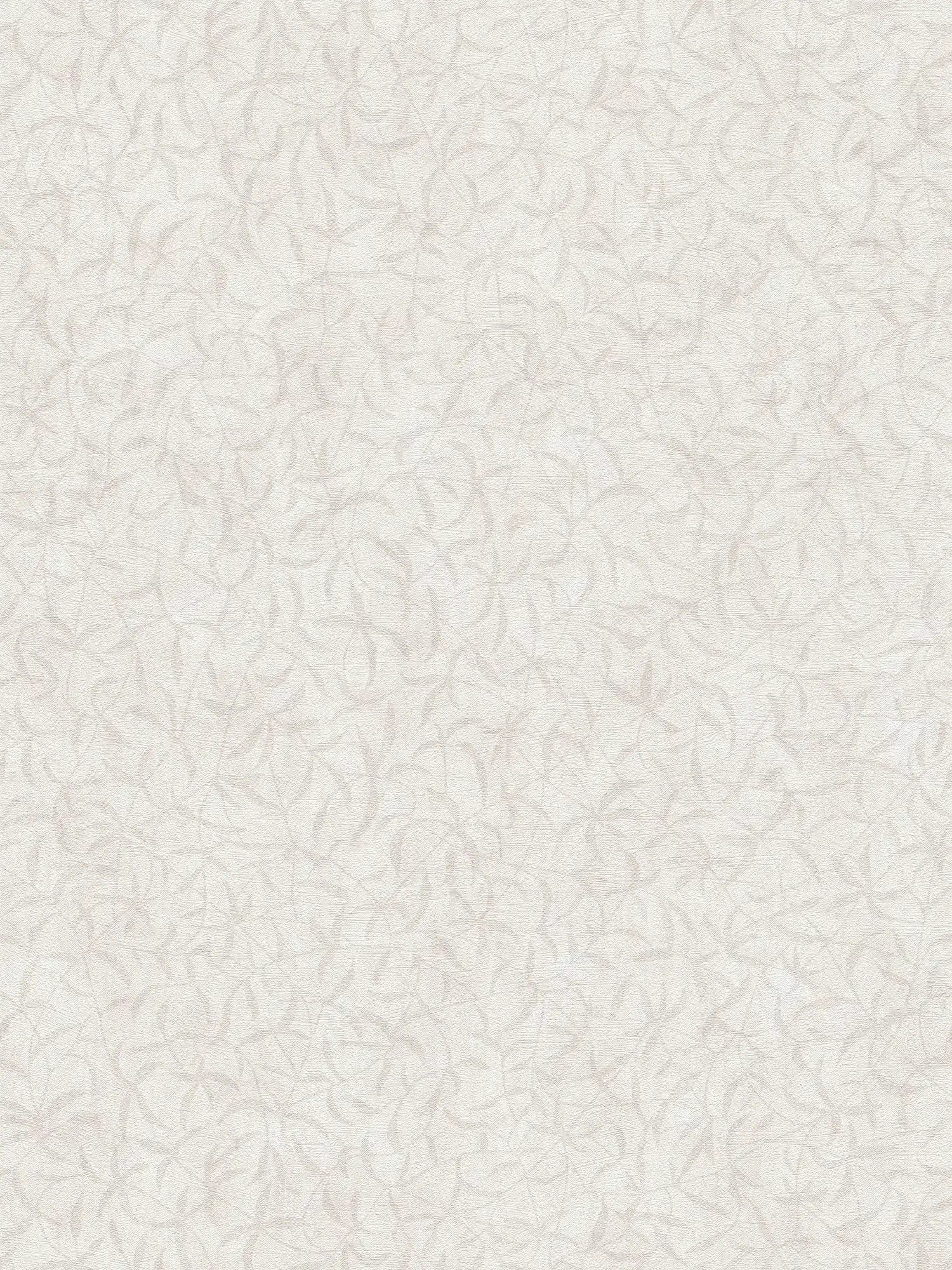 Papier peint intissé floral avec branches et fleurs - crème, gris, beige
